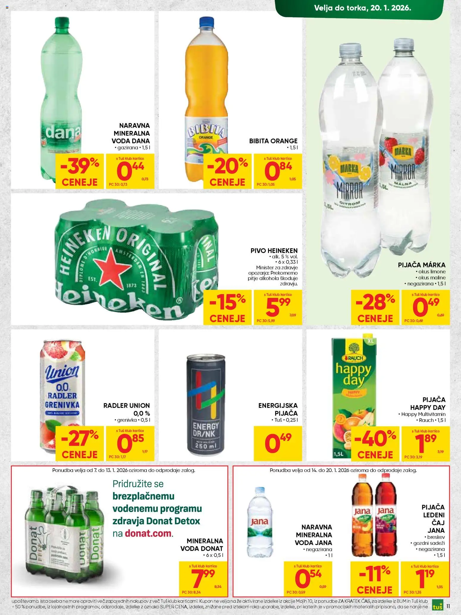 Novi Tuš katalog ponudbe – veljaven od 07.01.2026 | Stran: 11 | Izdelki: Falafel, Mineralna voda, Maline, Voda