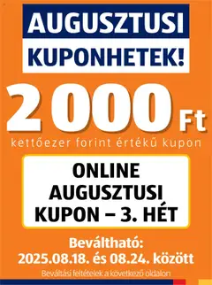 Aldi Augusztusi kuponhetek - amely érvényes a következő dátumtól: 18.08.2025