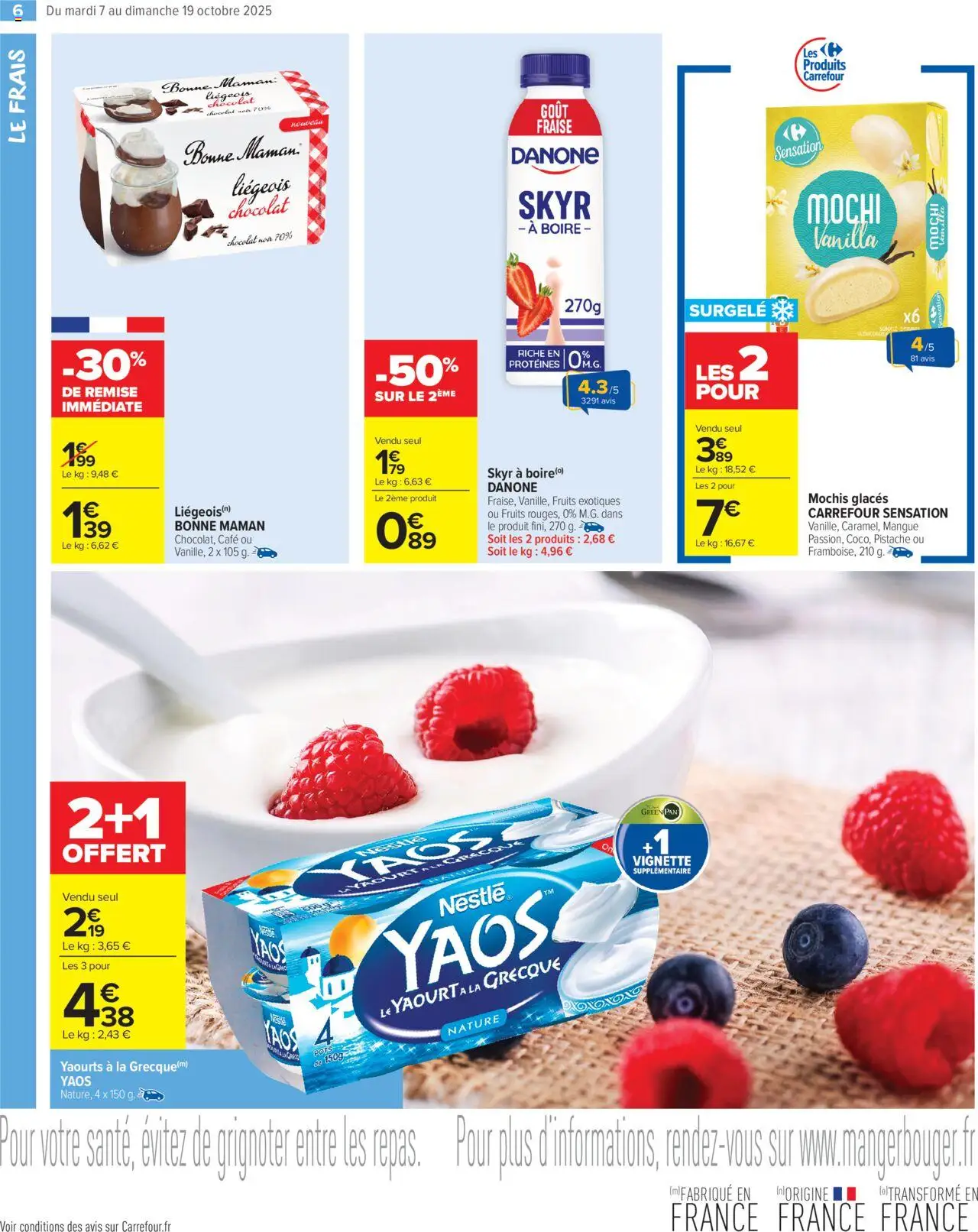 {H1} | Page: 8 | Produits: Mangue, Yaourt, Café, Chocolat