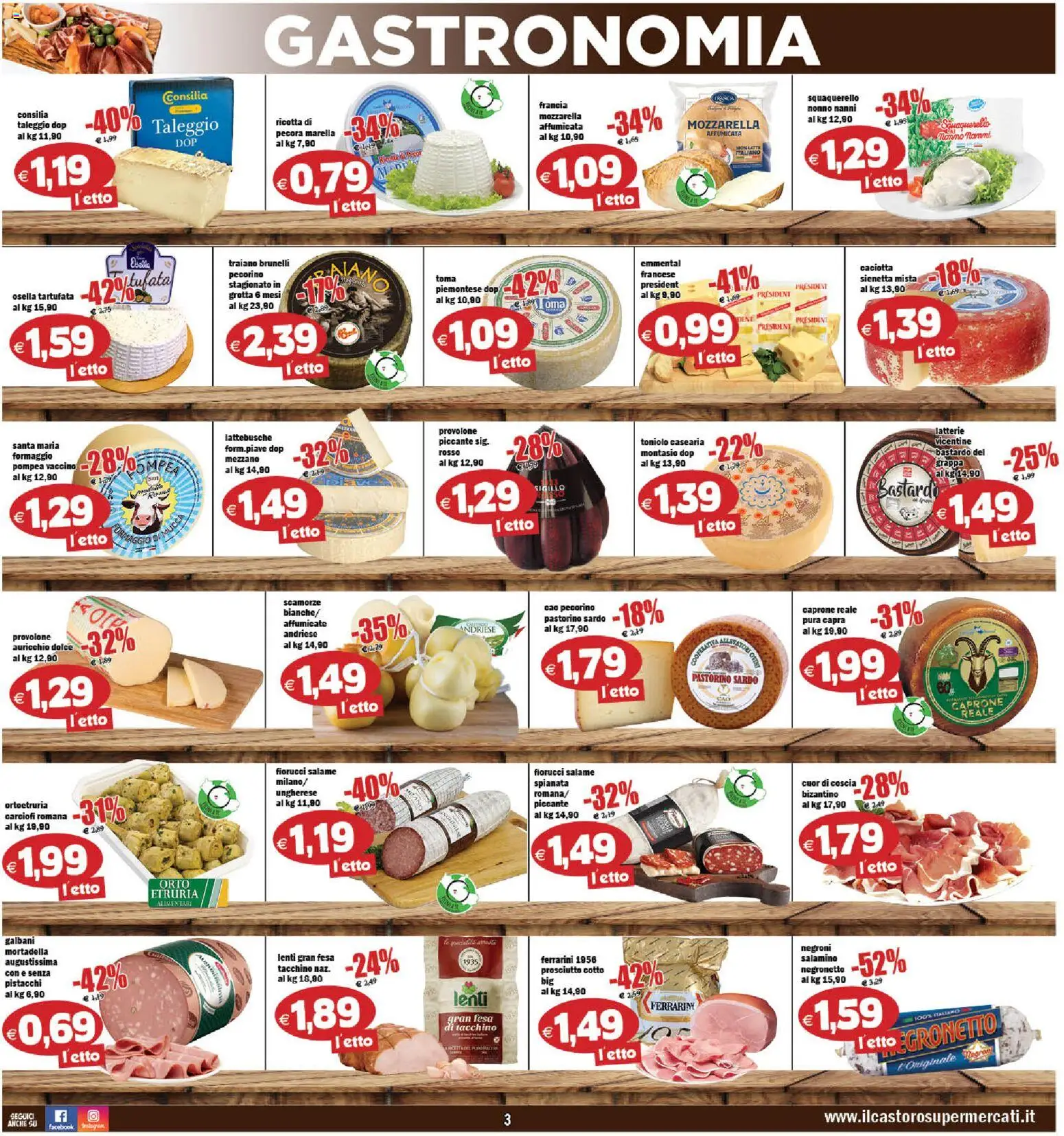 Volantino Il Castoro del 13.02.2026 | Pagina: 3 | Prodotti: Tacchino, Latte, Carciofi, Mortadella