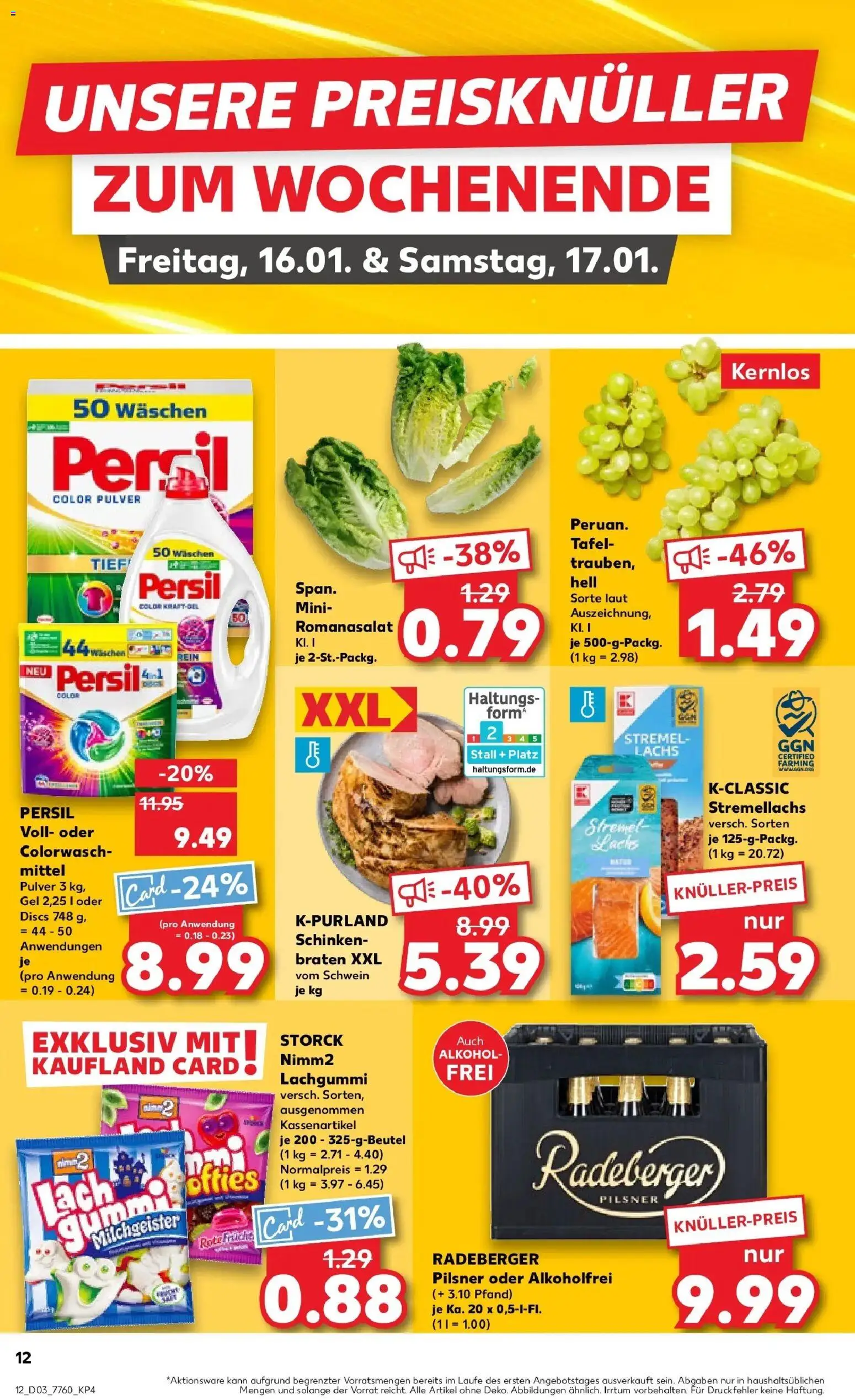 Kaufland prospekt Königsbrunn	 – gültig ab 15.01.2026 | Seite: 12 | Produkte: Lachs, Schinken, Radeberger pilsner, Persil