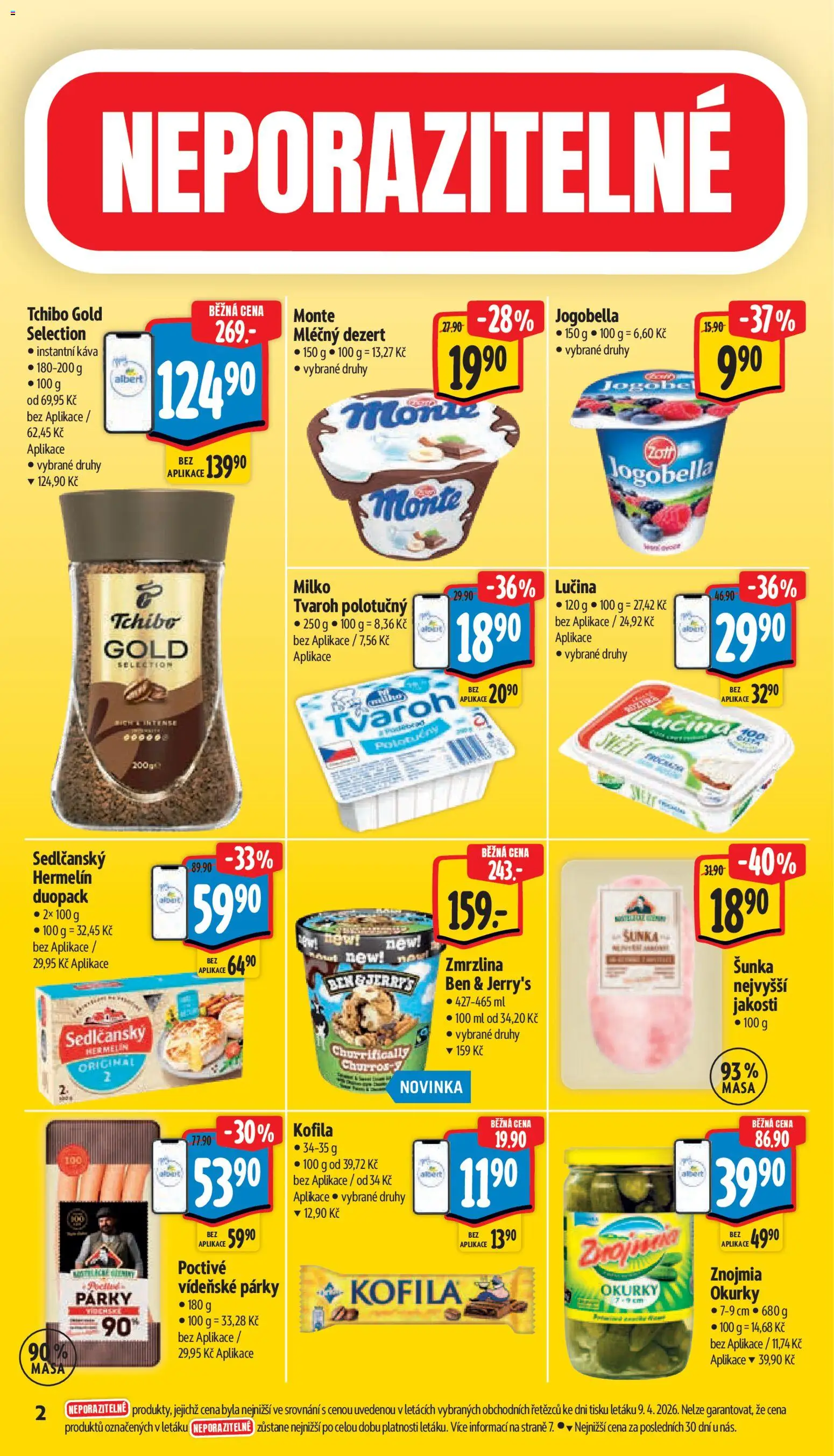 Albert leták - Supermarket od 15.04.2026 | Strana: 6 | Produkty: Párky, Tvaroh, Okurky, Jogobella