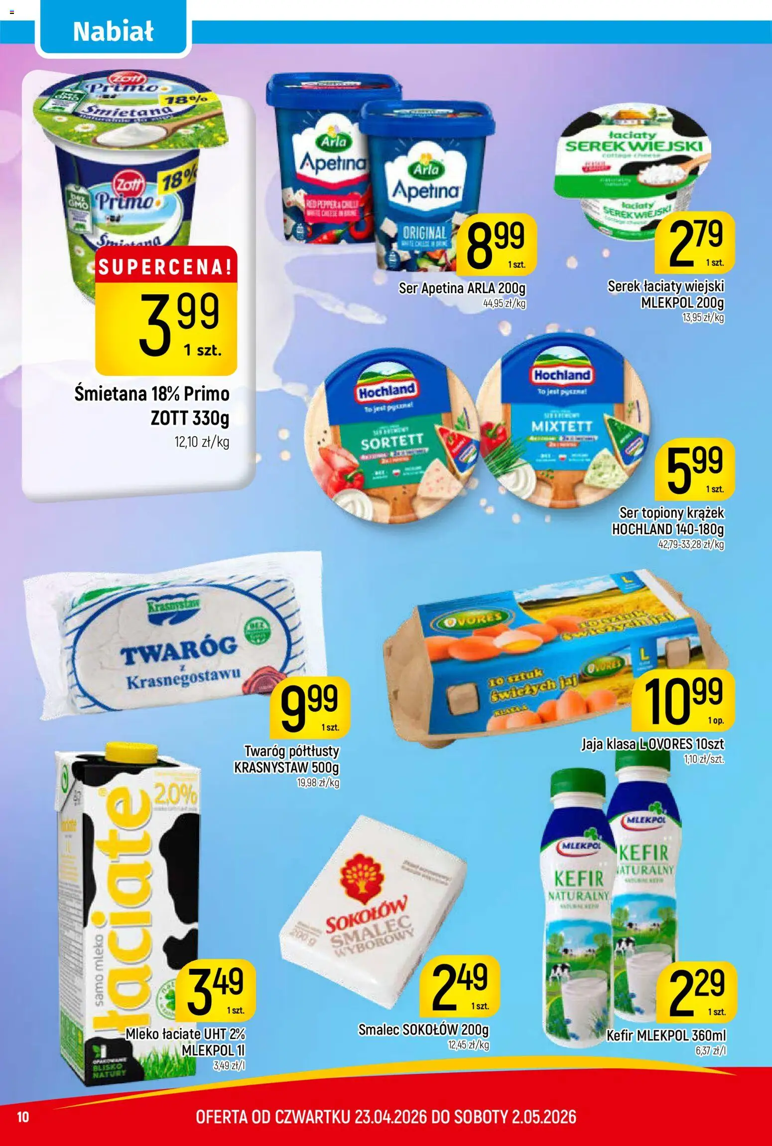 Piotruś Pan gazetka od 23.04.2026 | Strona: 10 | Produkty: Twaróg półtłusty, Kefir, Serek, Ser