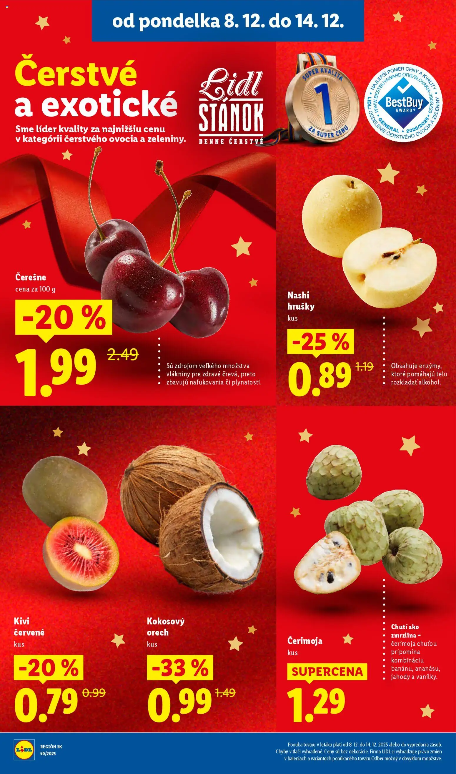 Nové Lidl akcie – leták je platný od 08.12.2025 | Strana: 12 | Produkty: Kokosový orech, Zmrzlina, Jahody, Kiwi