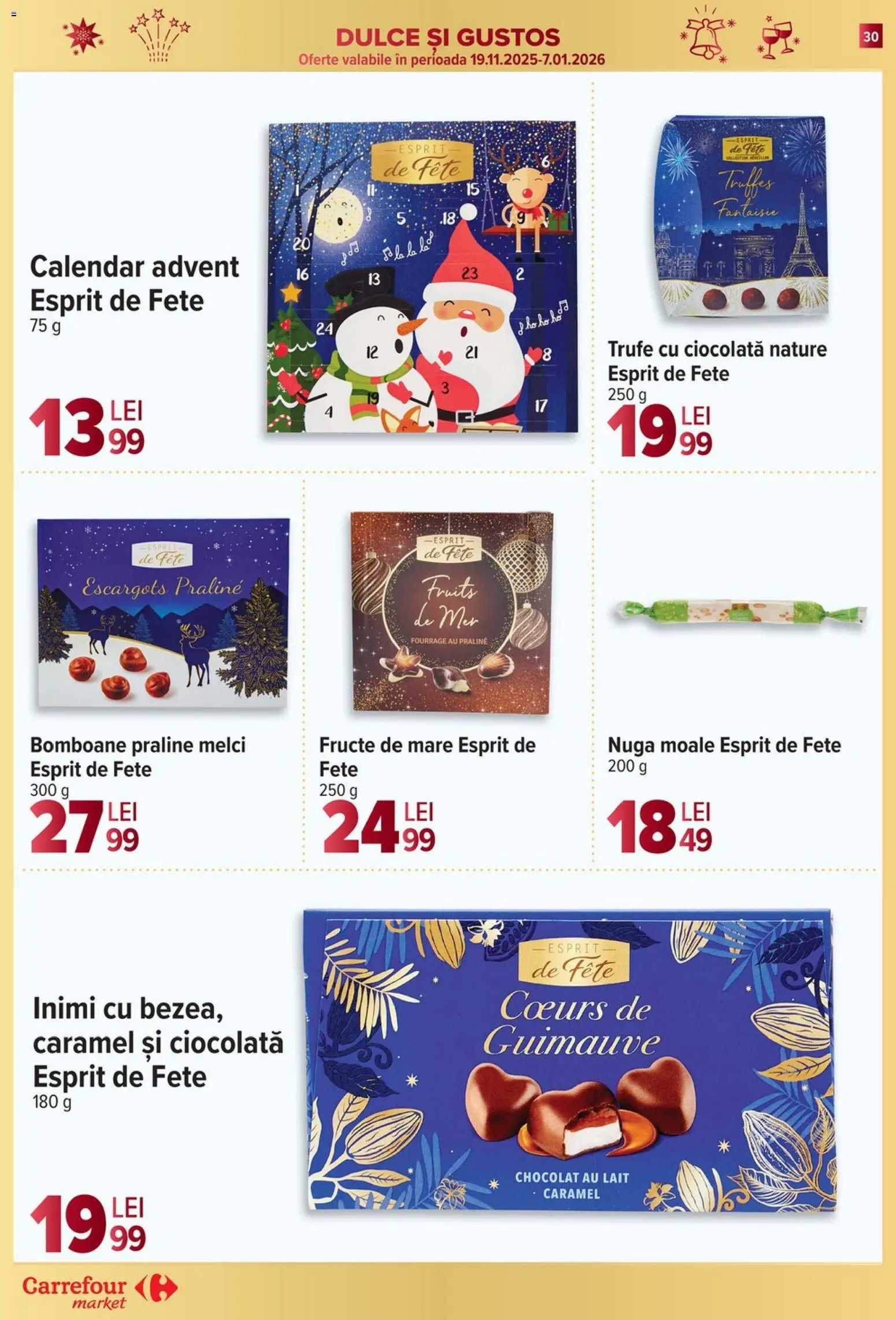 Noul catalog Carrefour – valabil de la 27.12.2025 | Pagină: 30 | Produse: Ciocolată, Bomboane, Fructe, Fructe De Mare
