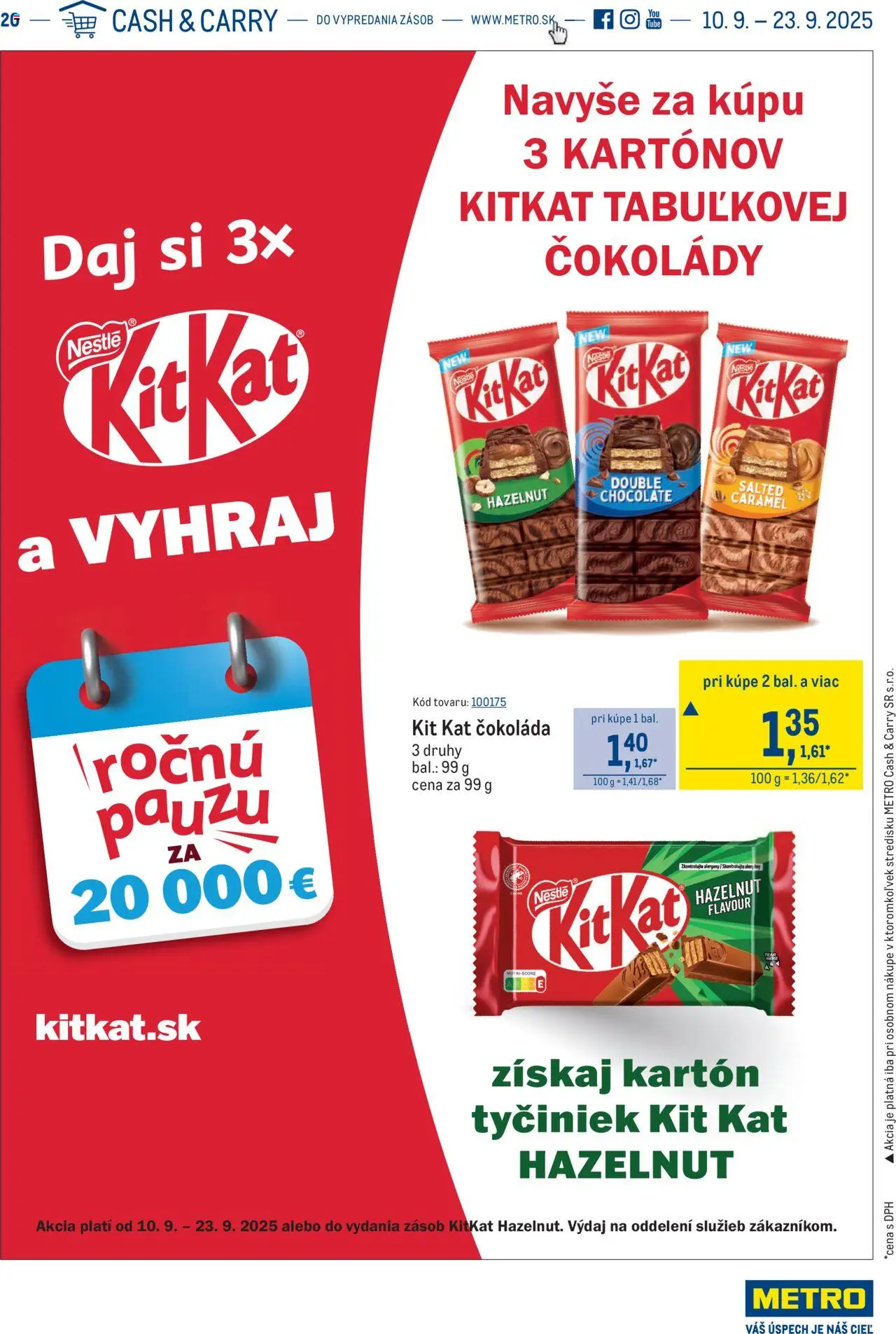 Nové Metro akcie – leták je platný od 10.09.2025 | Strana: 1 | Produkty: Čokoláda