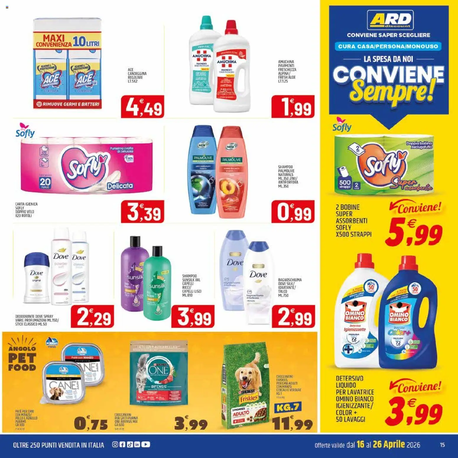 Volantino ARD Discount del 16.04.2026 | Pagina: 15 | Prodotti: Pollo, Candeggina, Talco, Agnello