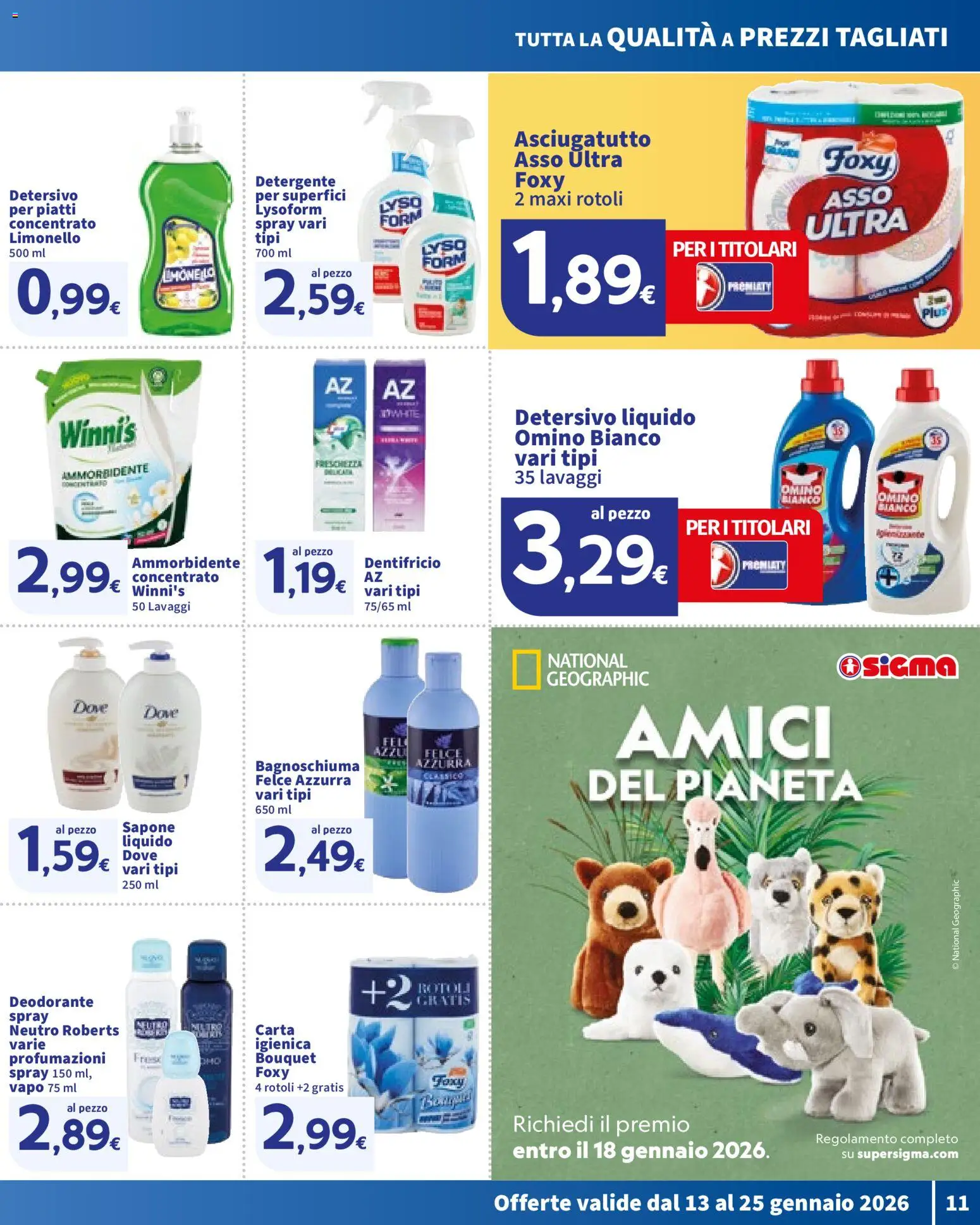 Volantino SIGMA del 13.01.2026 | Pagina: 11 | Prodotti: Deodorante, Detergente, Detersivo per piatti, Asciugatutto