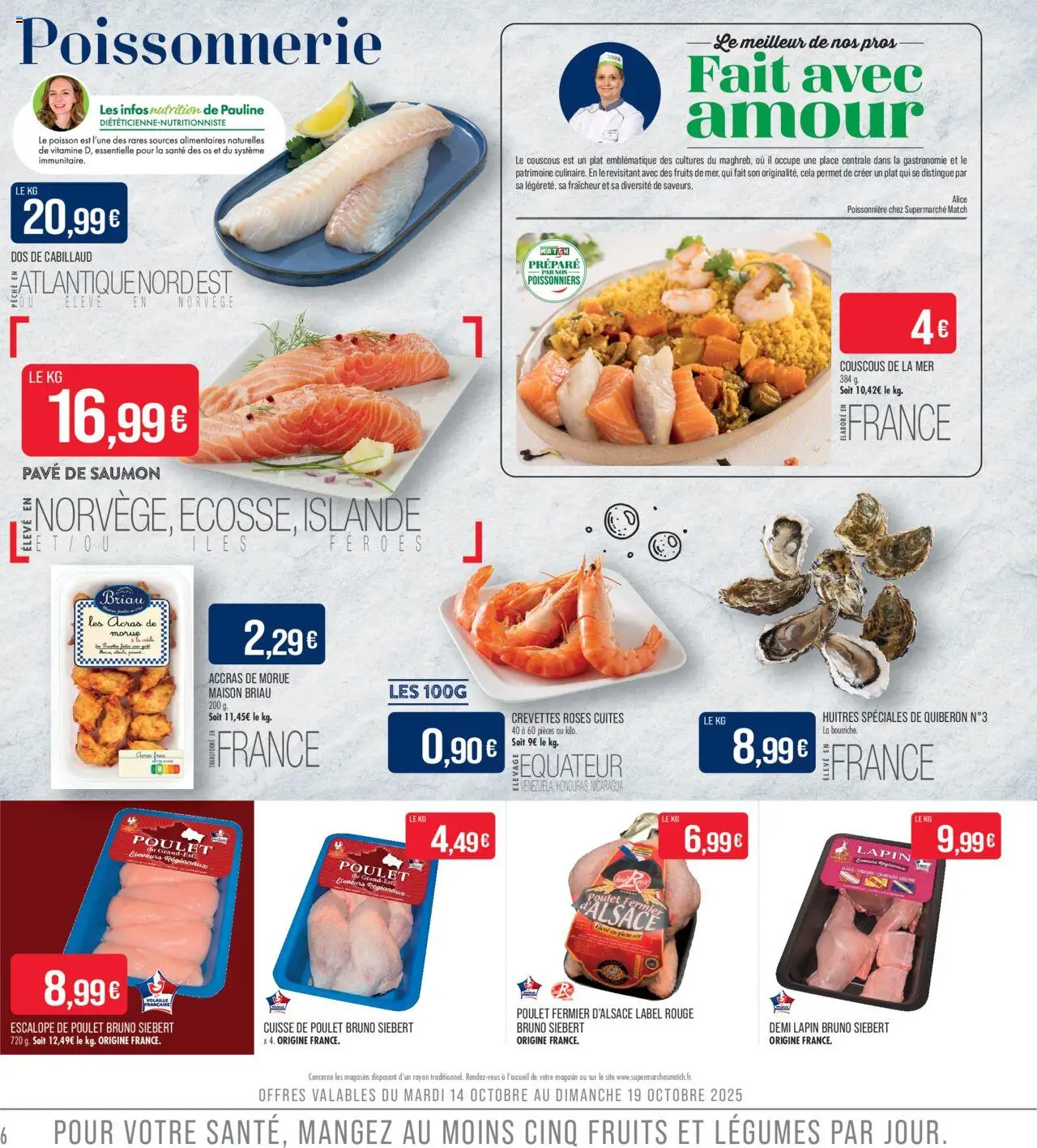 {H1} | Page: 6 | Produits: Pavé de saumon, Morue, Dos de cabillaud, Huîtres