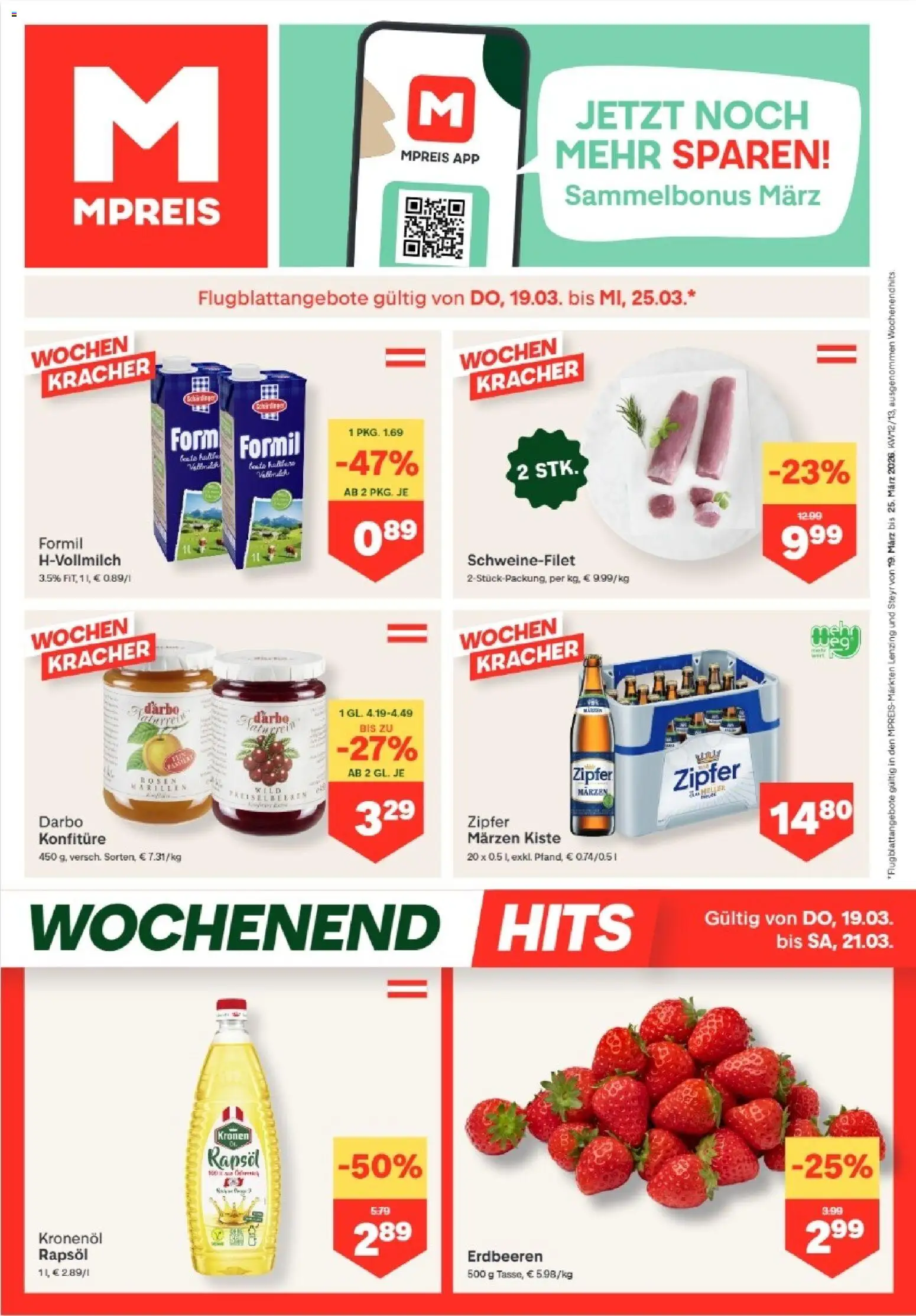 MPREIS Lenzing gültig ab 19.03.2026 | Seite: 1 | Produkte: Erdbeeren