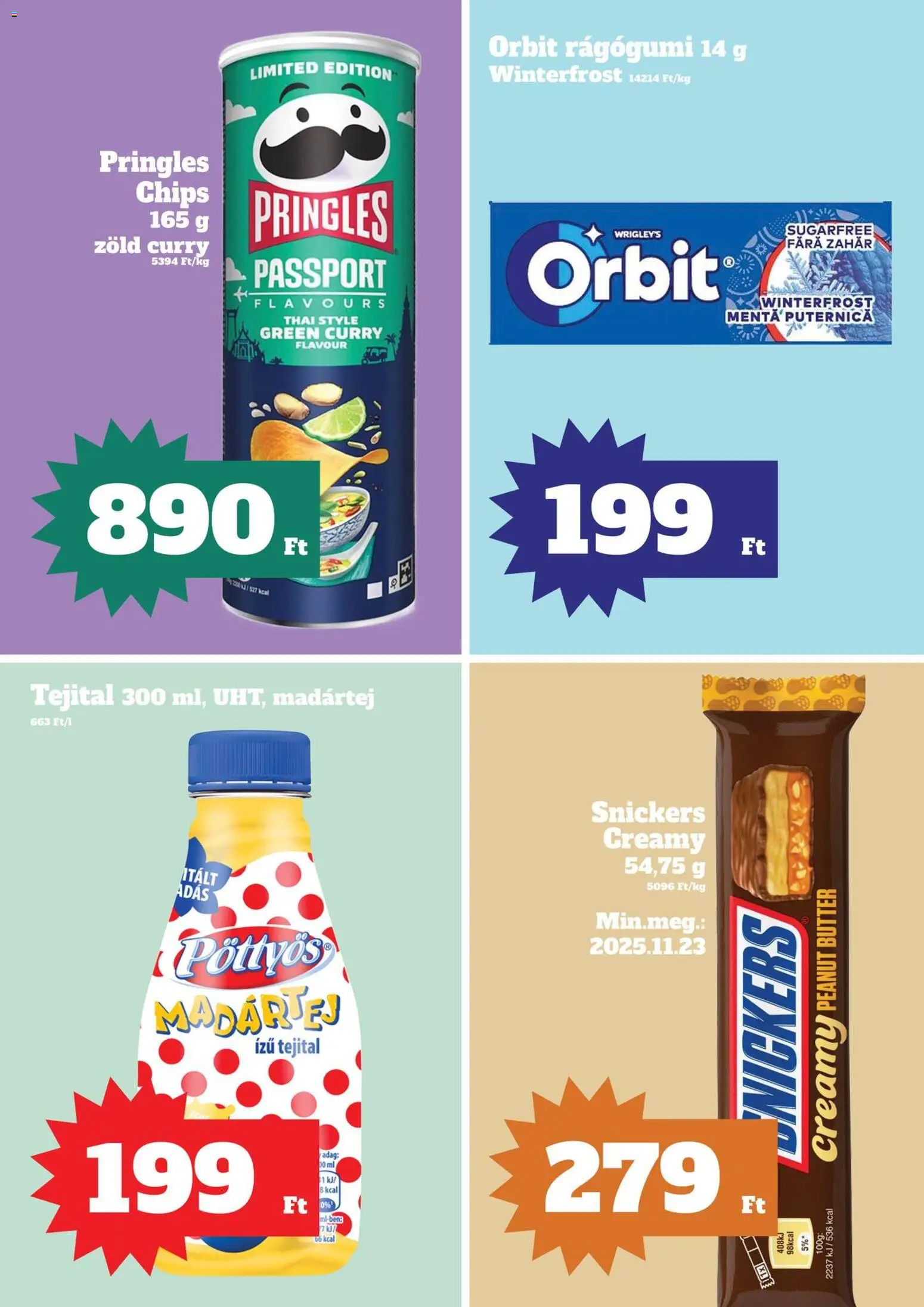 Family Diszkont akciós ujság - amely érvényes a következő dátumtól: 30.10.2025 | Oldal: 9 | Termékek: Rágógumi, Chips, Pringles, Snickers