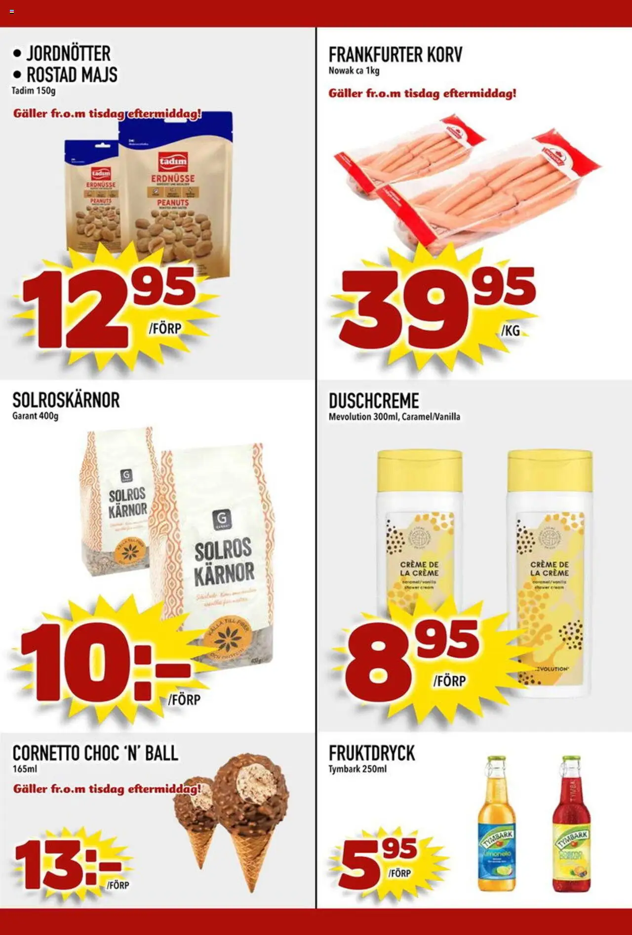 Din Mat reklamblad aktuell från 18.08.2025 | Sida: 3 | Produkter: Jordnötter, Galler, Majs