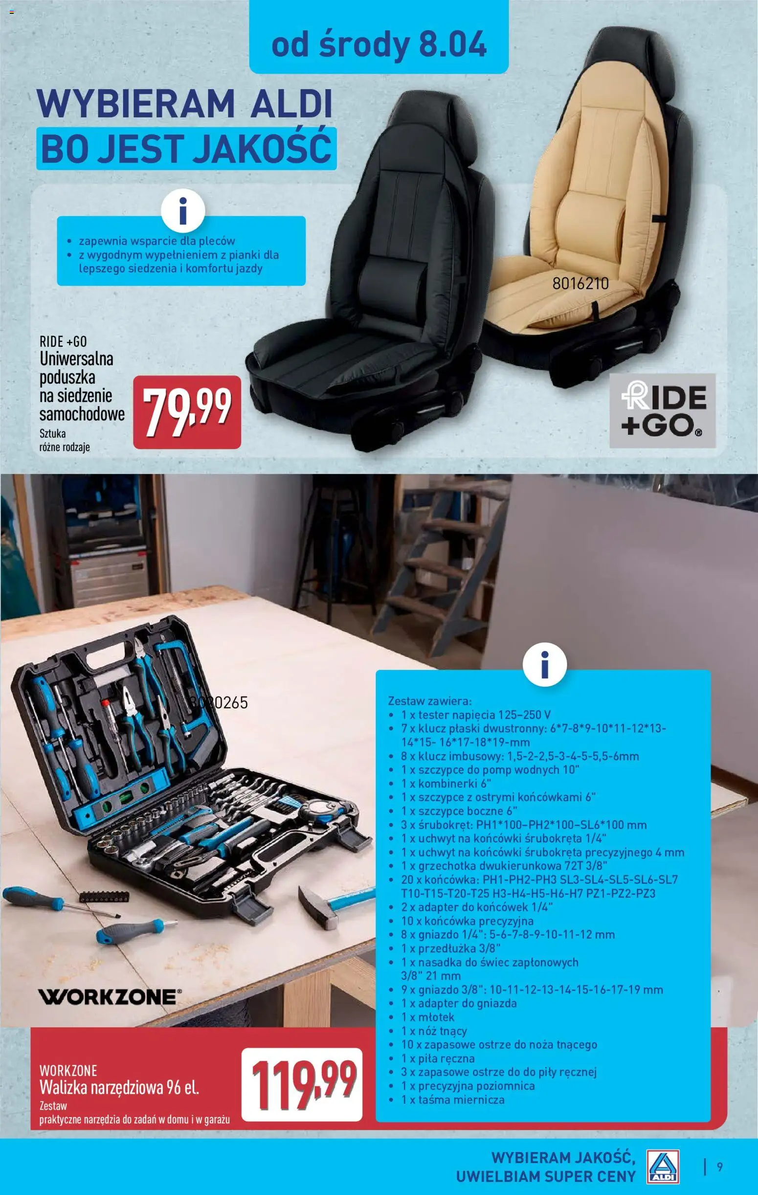 Aldi gazetka - Hity od Środy i od Soboty od 08.04.2026 | Strona: 9 | Produkty: Walizka, Adapter, Poduszka, Pianki