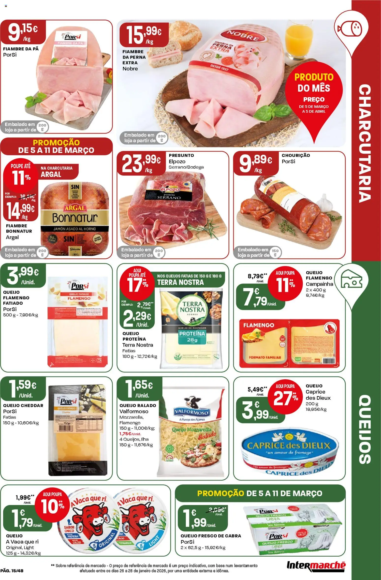 Intermarché folheto │ válido de 05.03.2026 | Página: 15 | Produtos: Campainha, Cálcio, Cheddar, Presunto