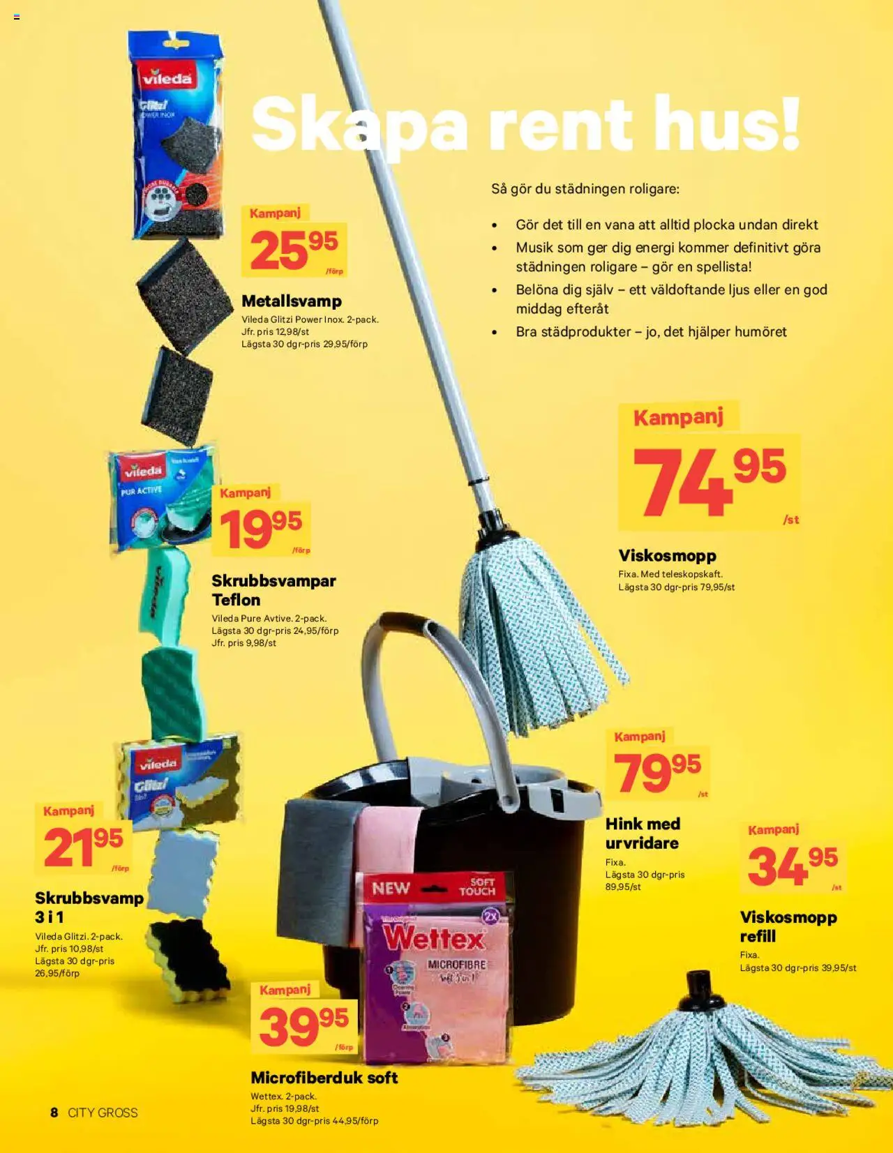 City Gross reklamblad aktuell från 06.10.2025 | Sida: 17 | Produkter: Hink, Ljus, Microfiberduk