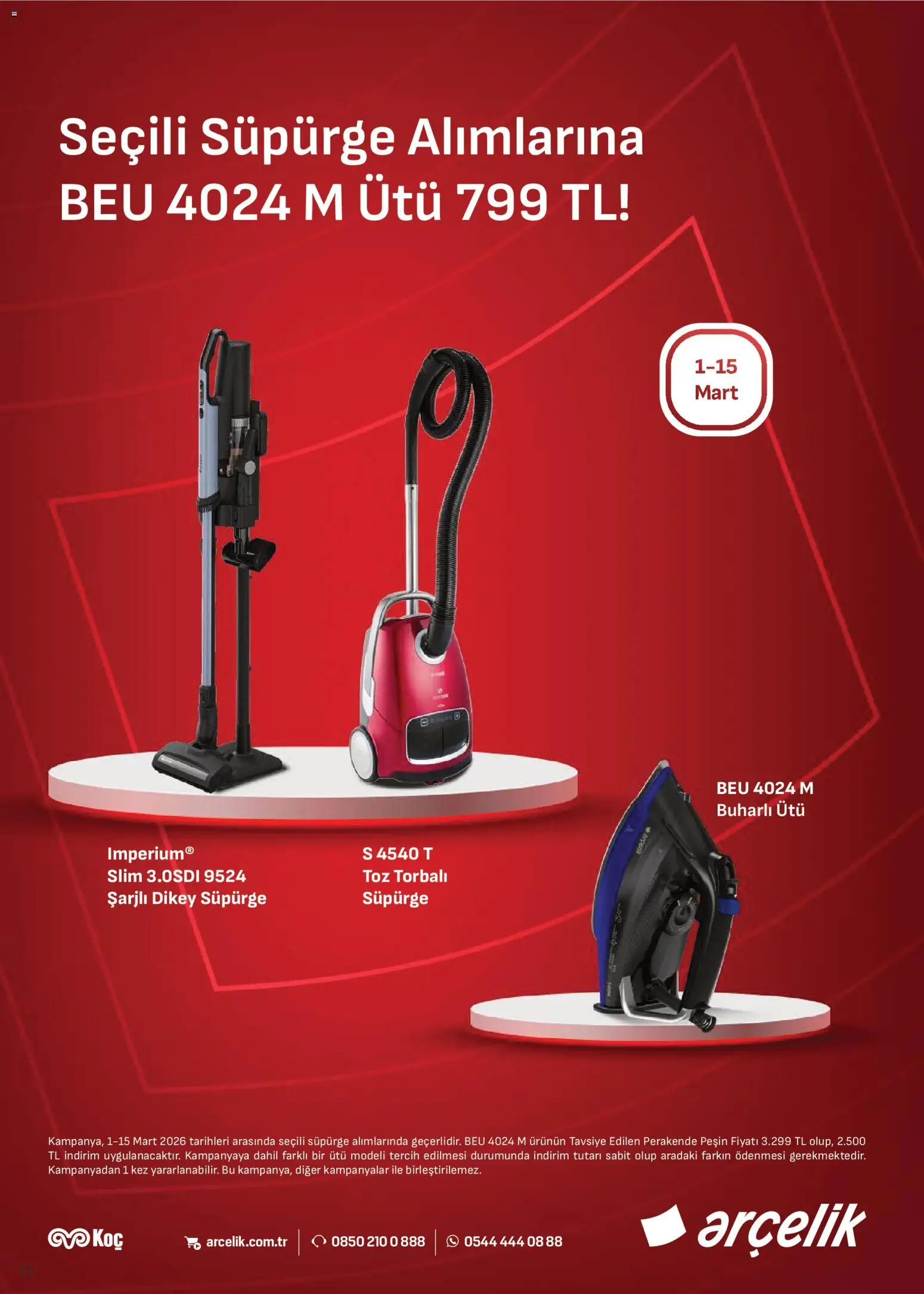 Arçelik Katalog - 01.03.2026 tarihinden itibaren geçerlidir | Sayfa: 65 | Ürünler: Ütü