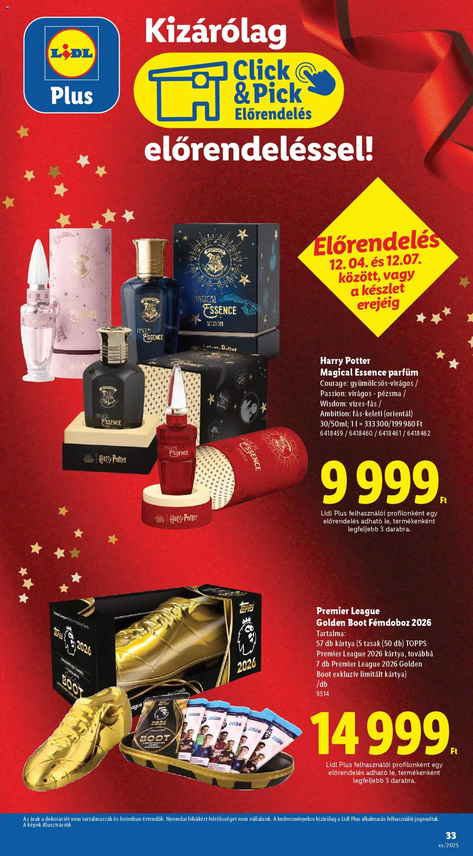 Lidl akciós ujság - amely érvényes a következő dátumtól: 04.12.2025 | Oldal: 33 | Termékek: Pick, Parfüm