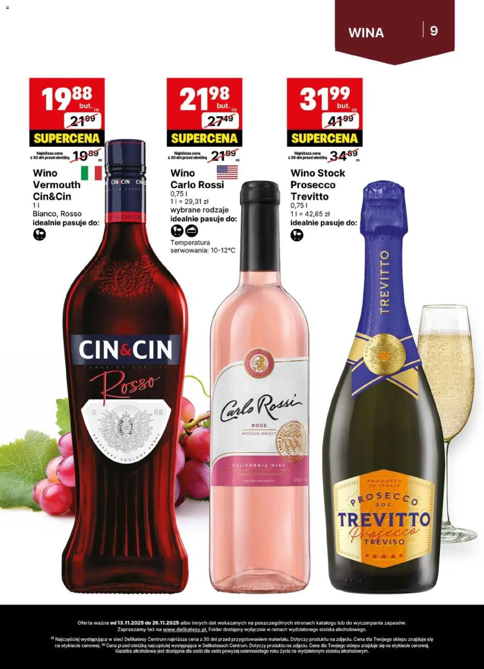 Delikatesy Centrum Gazetka - DeliBarek od 13.11.2025 | Strona: 9 | Produkty: Delikatesy, Wino, Prosecco, Carlo Rossi