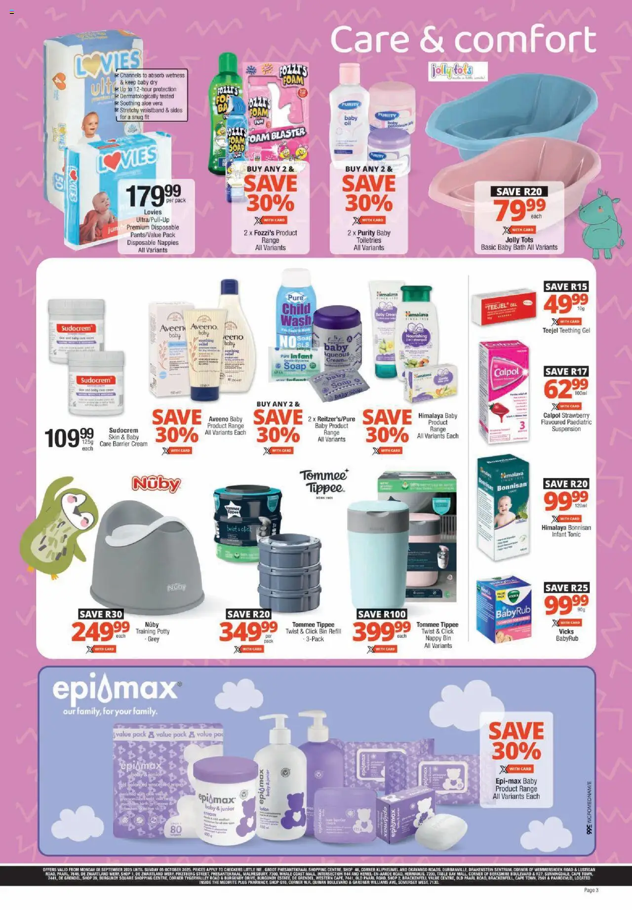 New Checkers catalogue – valid from 08.09.2025 | Page: 3 | Products: Tonic, Soap, Foam, Nappies
