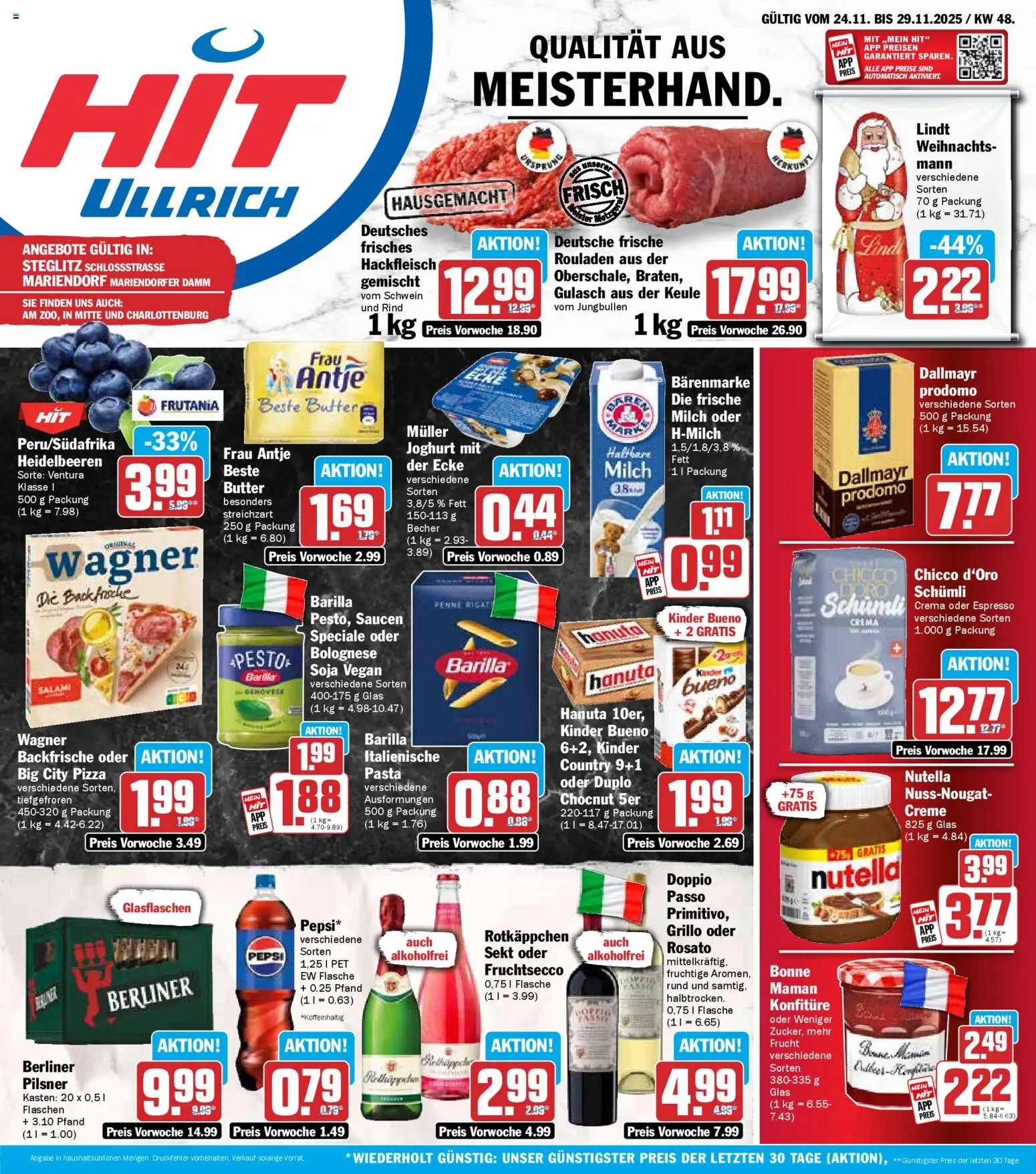 HIT - Wochenprospekt – gültig ab 24.11.2025 | Seite: 1 | Produkte: Sekt, Rotkäppchen, Pizza, Kinder country
