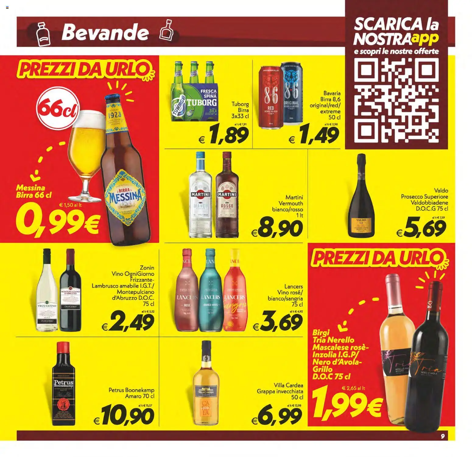 Volantino SuperConveniente del 04.11.2025 | Pagina: 9 | Prodotti: Birra, Prosecco, Grappa, Amaro