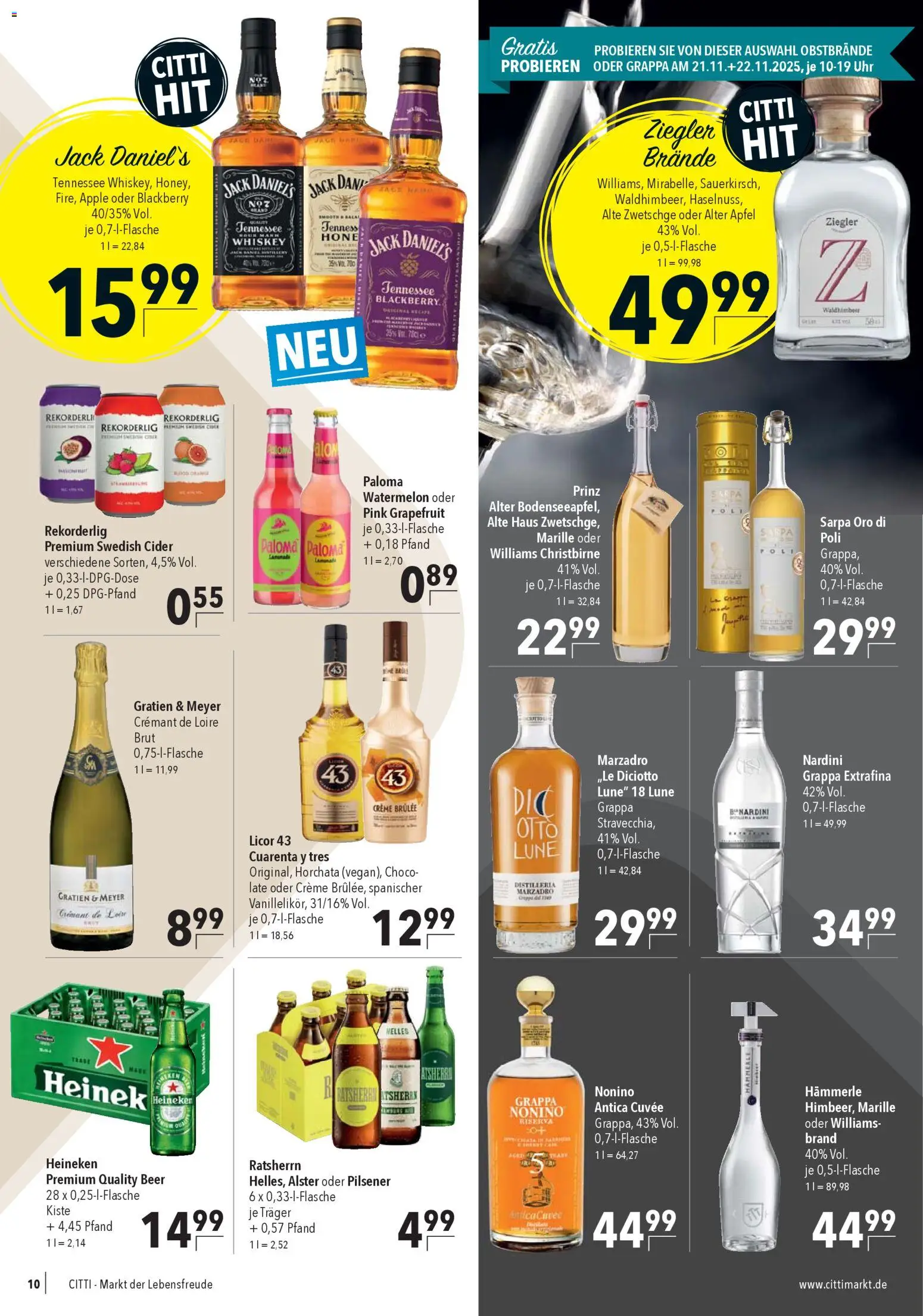 CITTI Markt Prospekt 	 – gültig ab 19.11.2025 | Seite: 10 | Produkte: Äpfel, Apple, Grapefruit, Whiskey