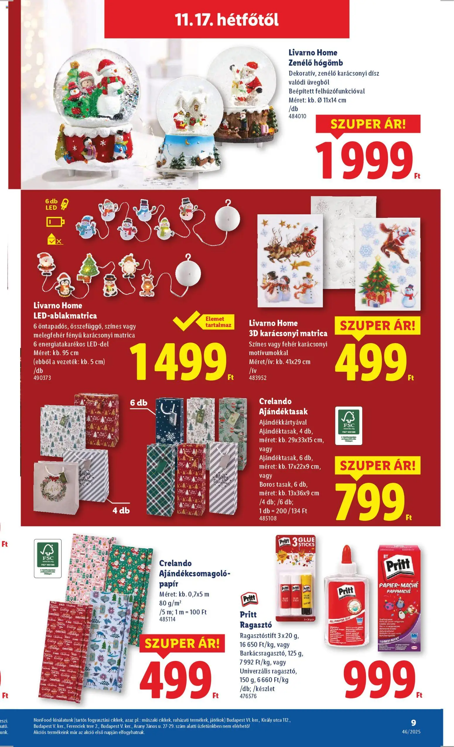 Lidl akciós ujság - amely érvényes a következő dátumtól: 15.11.2025 | Oldal: 9 | Termékek: Ragasztó, Játékok