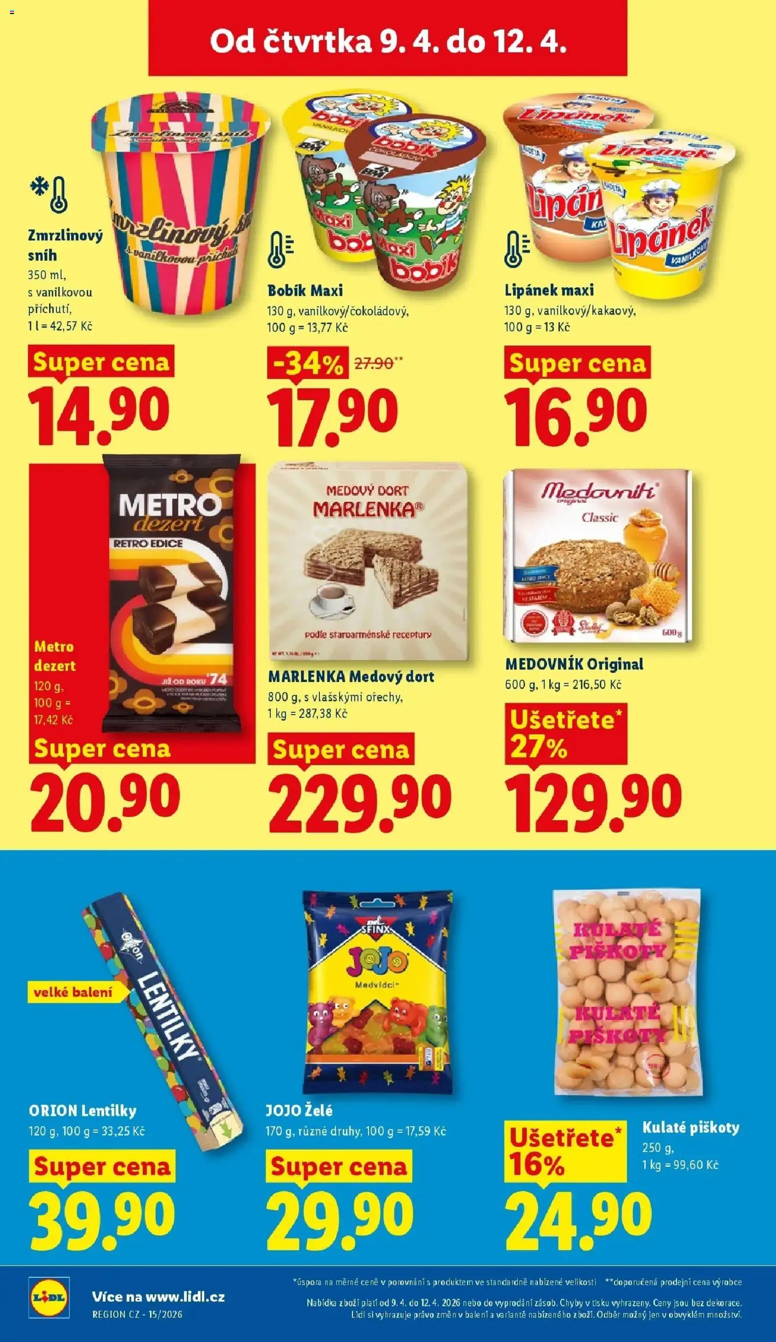 Lidl aktuální leták od 09.04.2026 | Strana: 14 | Produkty: Jojo, Medovník, Lentilky Orion, Marlenka