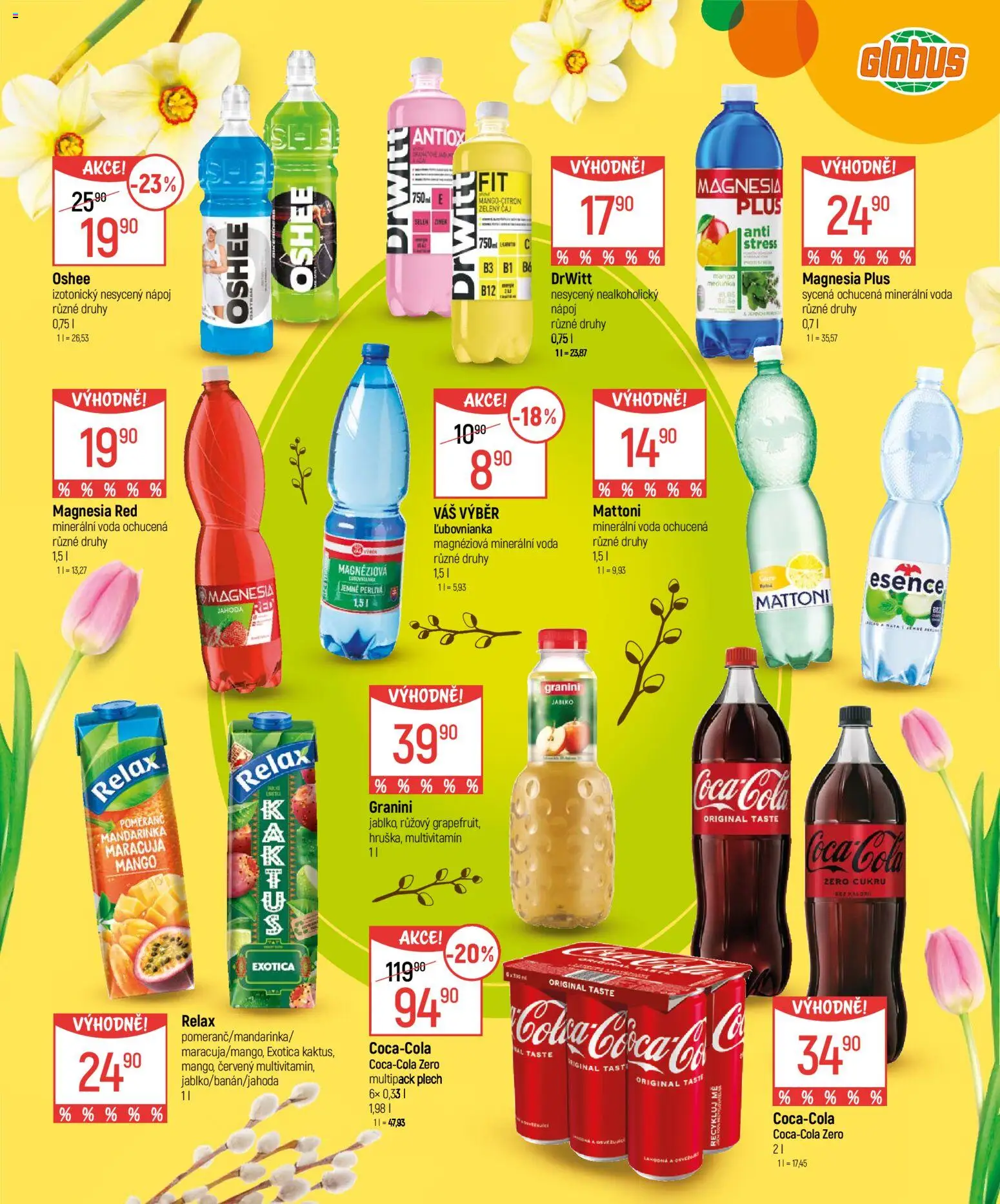 Globus leták - Velikonoce od 04.03.2026 | Strana: 19 | Produkty: Maracuja, Mango, Minerální voda, Magnesia Red