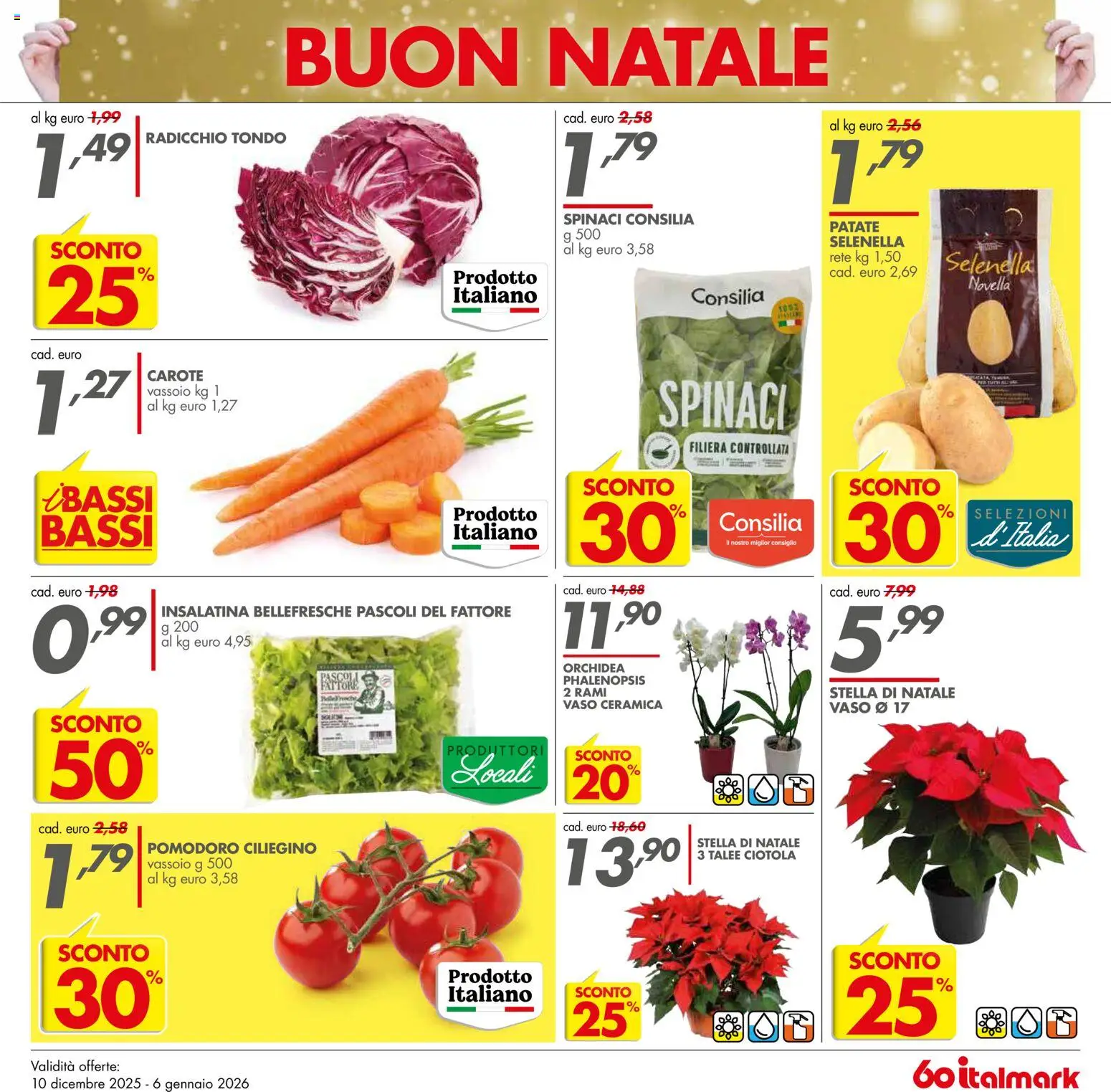 Volantino Italmark del 10.12.2025 | Pagina: 3 | Prodotti: Carote, Orchidea, Vassoio, Vaso