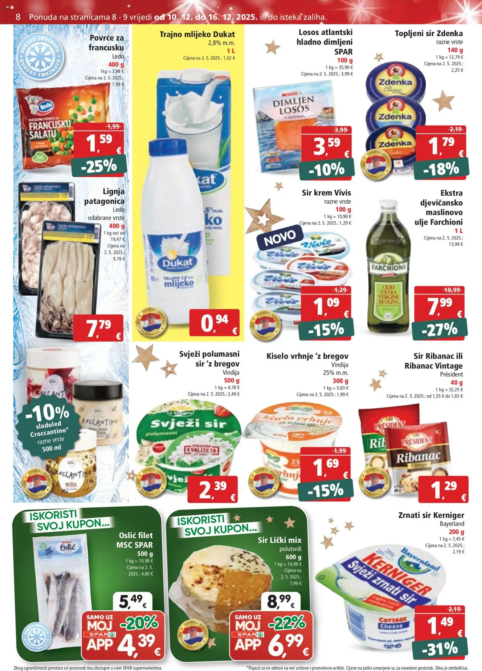 Spar katalog | vrijedi od 10.12.2025 | Stranica: 8 | Proizvodi: Vindija, Sladoled, Povrće, Losos