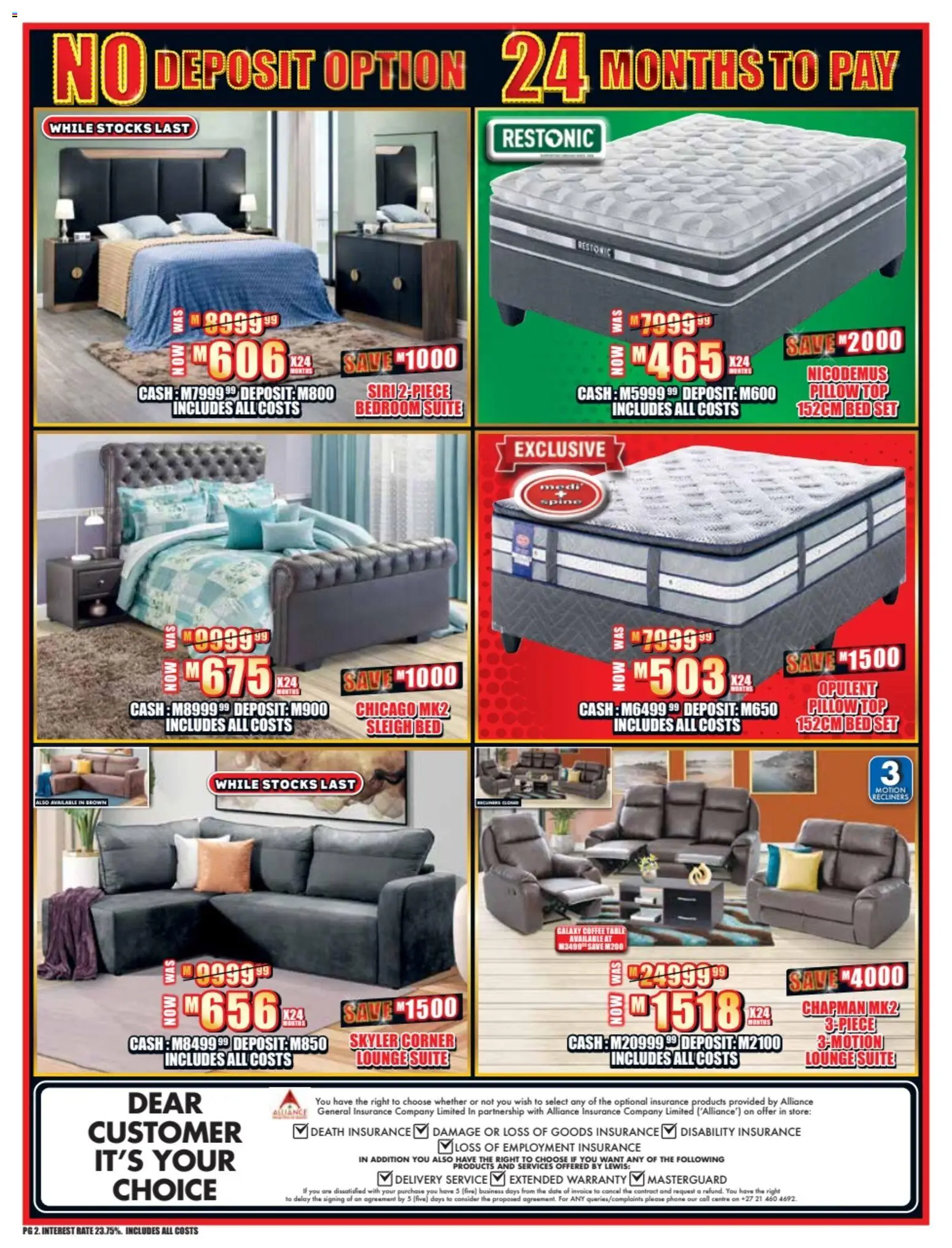 New Lewis Stores catalogue – valid from 23.02.2026 | Page: 2 | Products: Phone, Bed, Table, Lounge suite