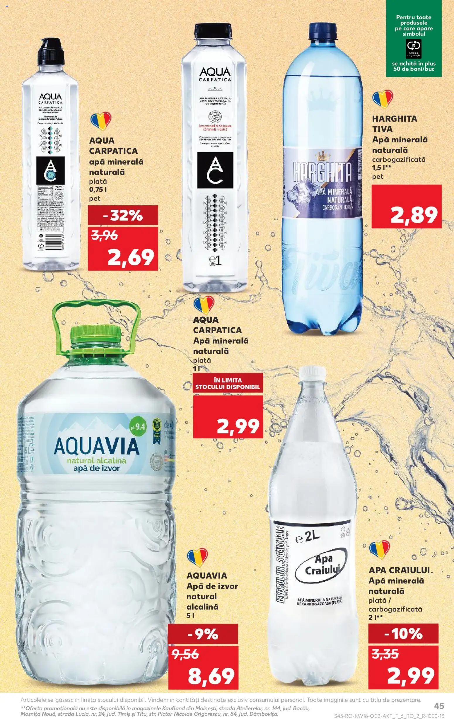 Noul catalog Kaufland – valabil de la 29.04.2026 | Pagină: 45 | Produse: Yazı tahtası kalemi, Apă
