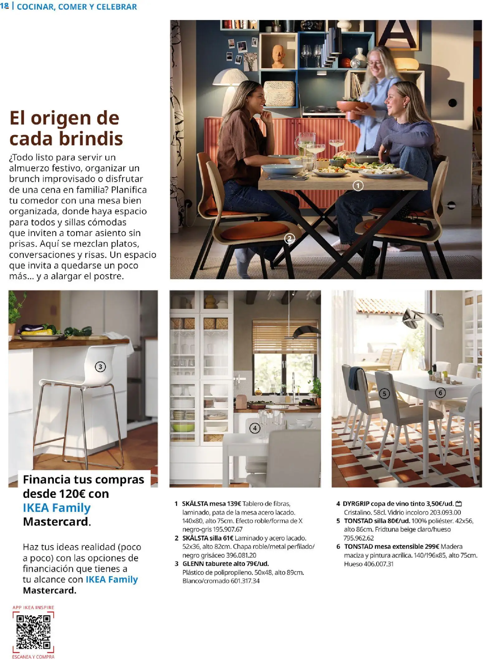 Catálogo IKEA Family │ válido desde el 01.04.2026 | Página: 18 | Productos: Mesa extensible, Taburete, Vino, Silla