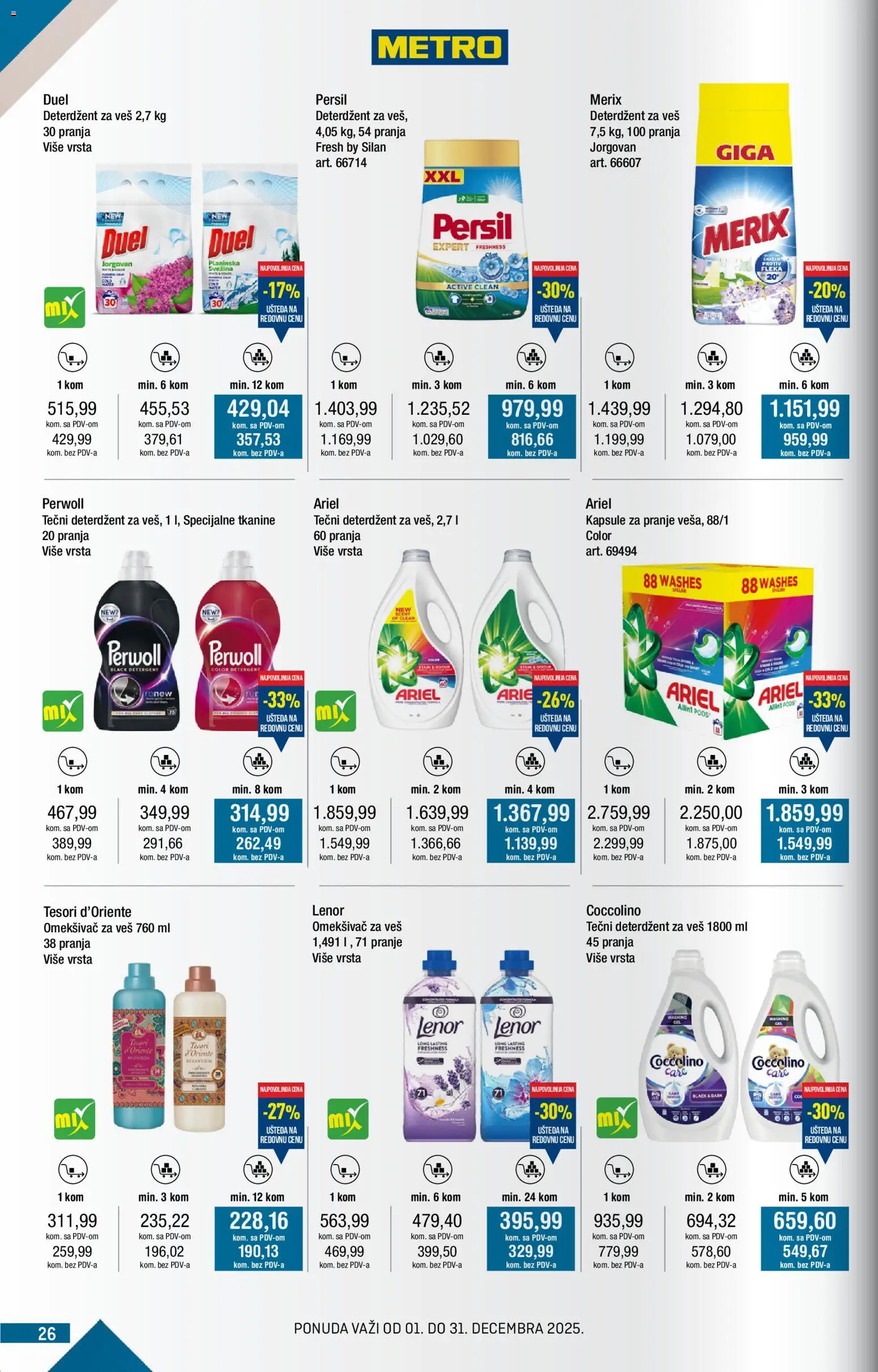 Metro katalog - važi od 01.12.2025 | Strana: 26 | Proizvode: Tečni deterdžent, Ariel, Coccolino, Persil