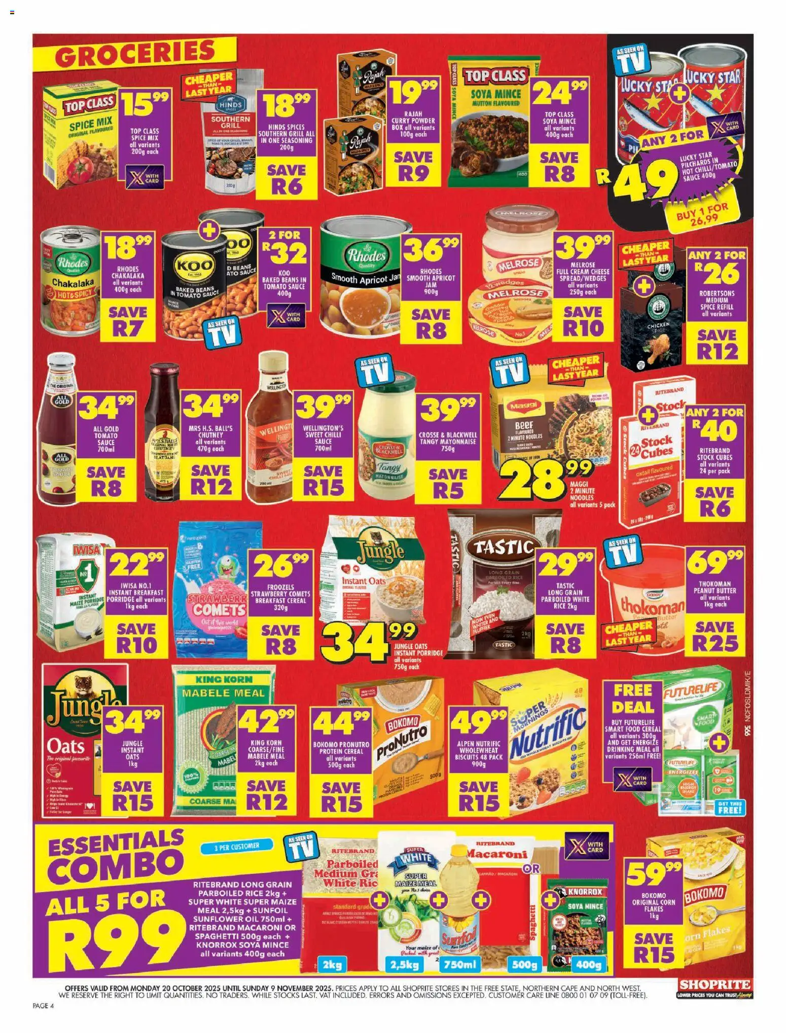 New Shoprite catalogue – valid from 20.10.2025 | Page: 4 | Products: Box, Oil, Cream, Soya mince