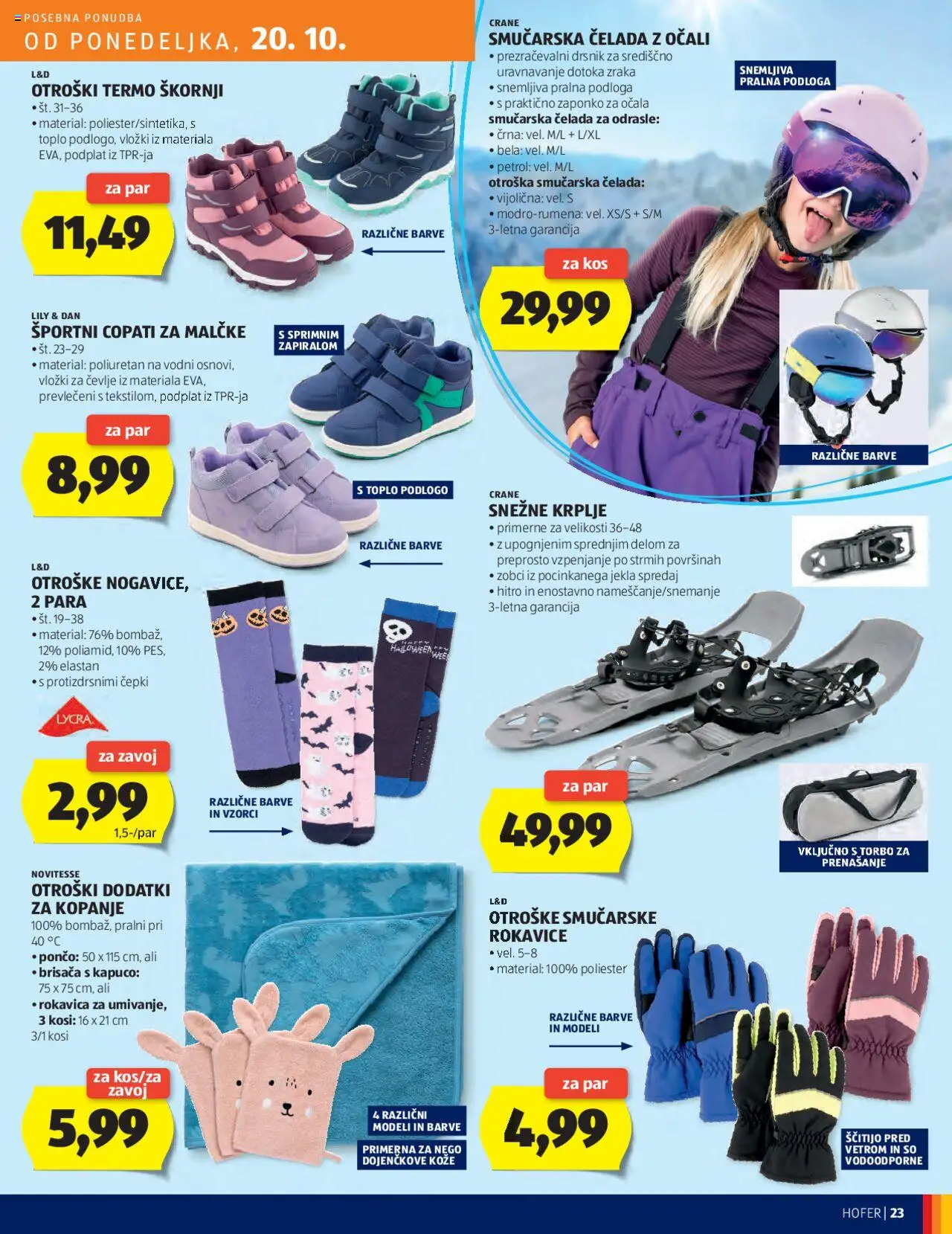 Novi Hofer katalog ponudbe – veljaven od 16.10.2025 | Stran: 23 | Izdelki: Brisača, Vložki, Copati, Ocala