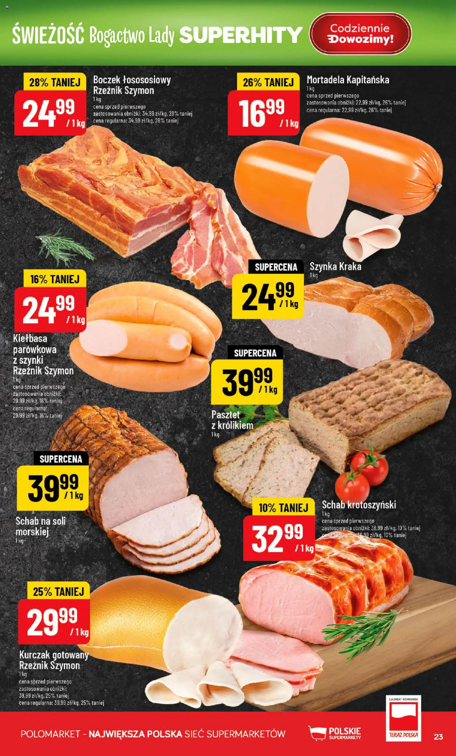 POLOmarket gazetka od 29.04.2026 | Strona: 23 | Produkty: Kiełbasa, Kurczak, Mortadela, Szynka
