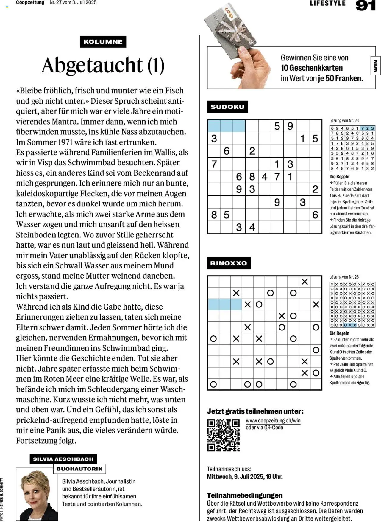 Coop Magazin ab 03.07.2025 | Seite: 91 | Produkte: Fisch, Wasser