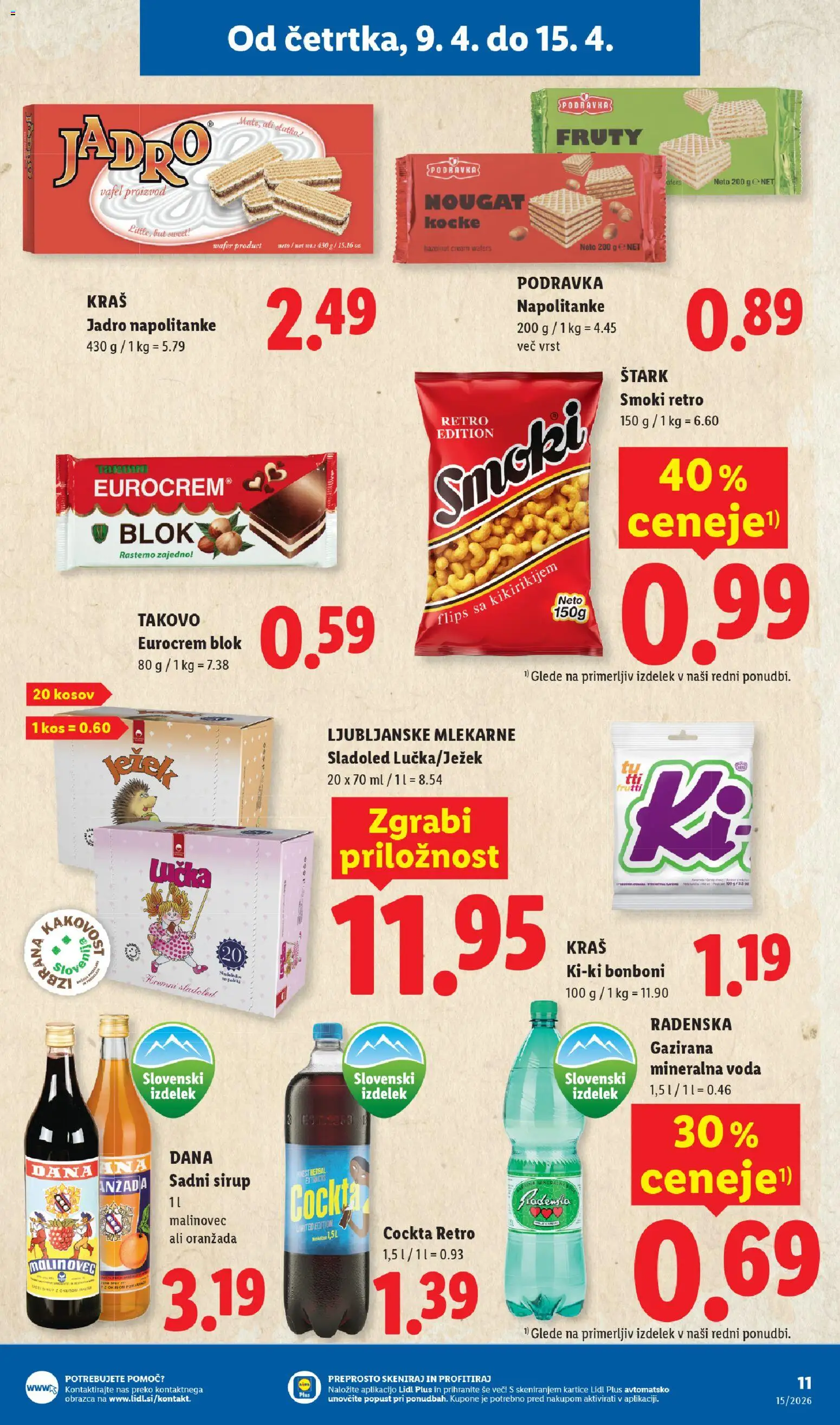 Novi Lidl katalog ponudbe – veljaven od 09.04.2026 | Stran: 13 | Izdelki: Bonboni, Sirup, Kos, Blok