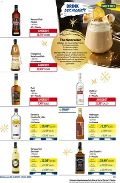 Metro Monats-Menü ab 01.11.2025 gültig | Seite: 13 | Produkte: Havana club, Ouzo 12, Jack Daniel's, Whiskey