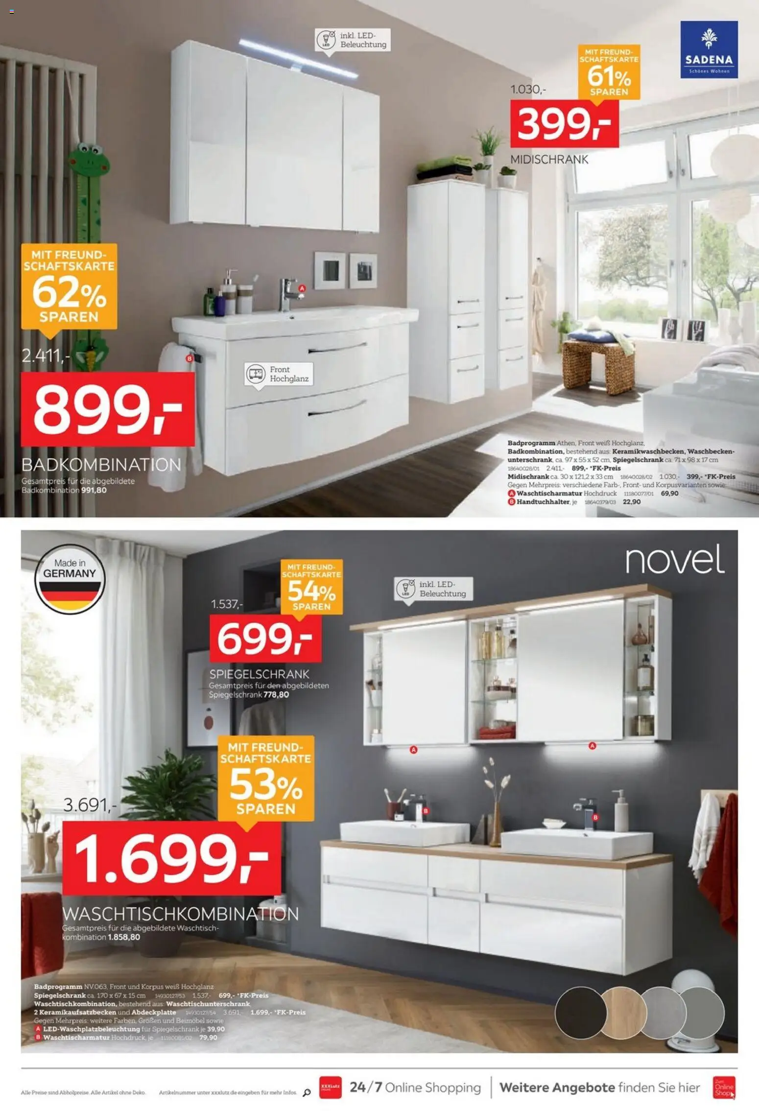 XXXL Lutz Prospekt 	 – gültig ab 20.12.2025 | Seite: 22 | Produkte: Waschbecken, Waschtisch, Spiegelschrank, Midischrank