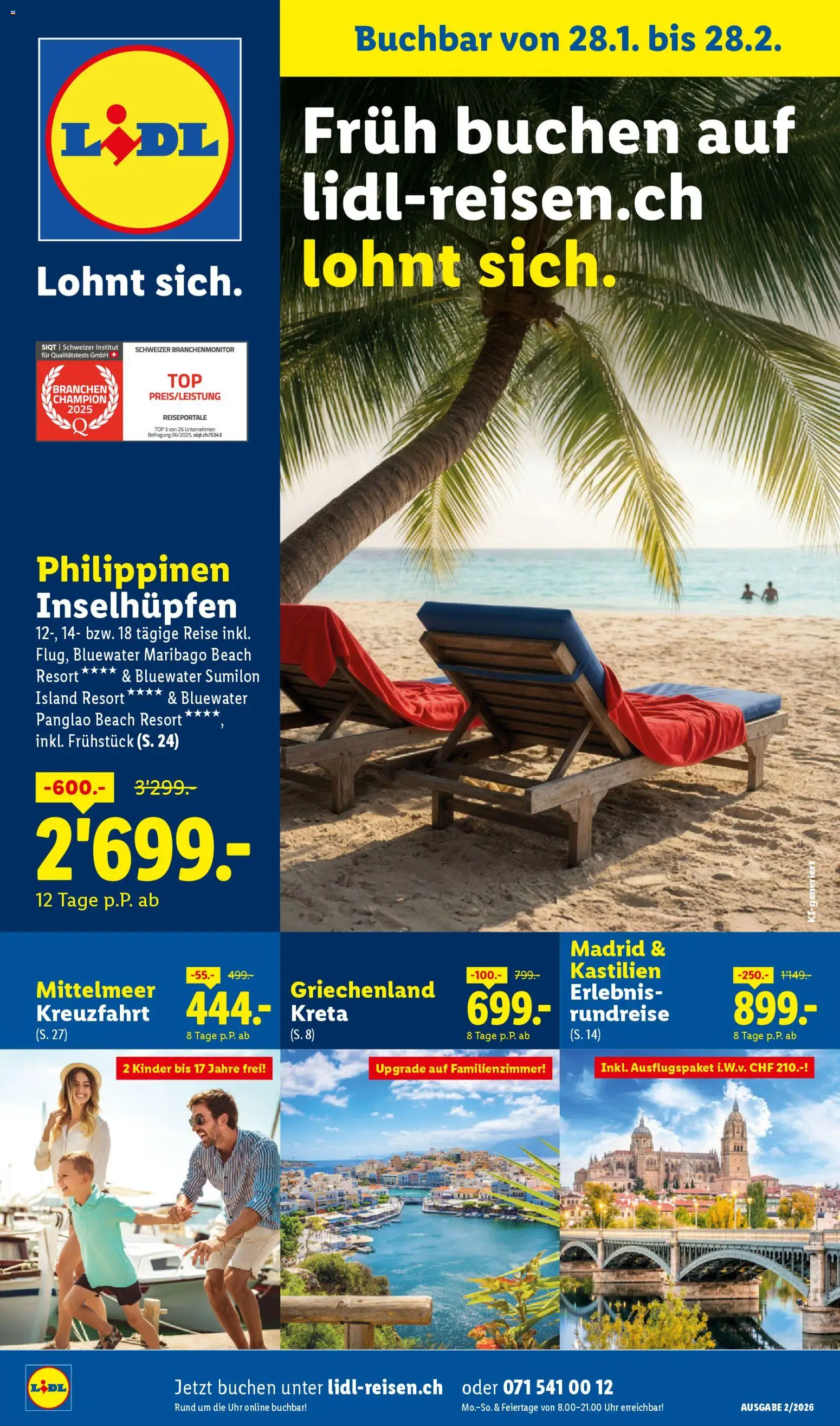 Lidl Aktionen Reisen Februar – gültig ab 28.01.2026 | Seite: 1 | Produkte: Uhr, Top
