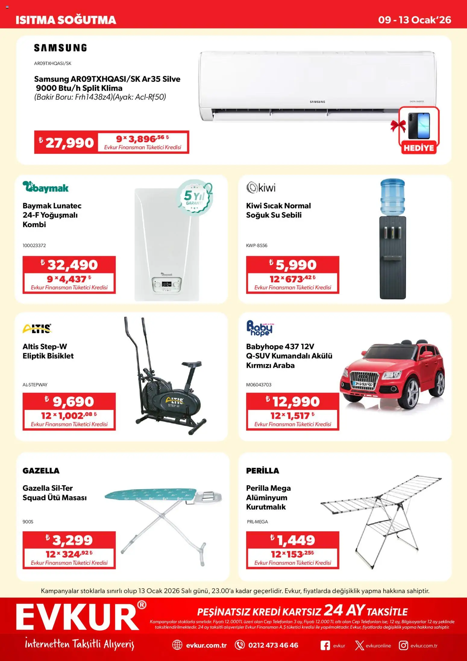 Evkur Katalog - 09.01.2026 tarihinden itibaren geçerlidir | Sayfa: 7 | Ürünler: Kurutmalık, Ocak, Klima, Ütü