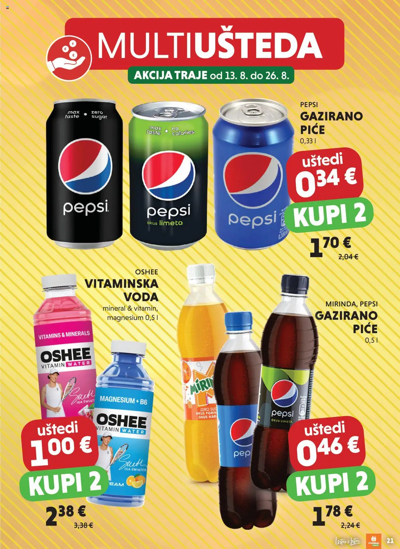 Studenac katalog | vrijedi od 13.08.2025 | Stranica: 21 | Proizvodi: Pepsi, Voda, Limeta