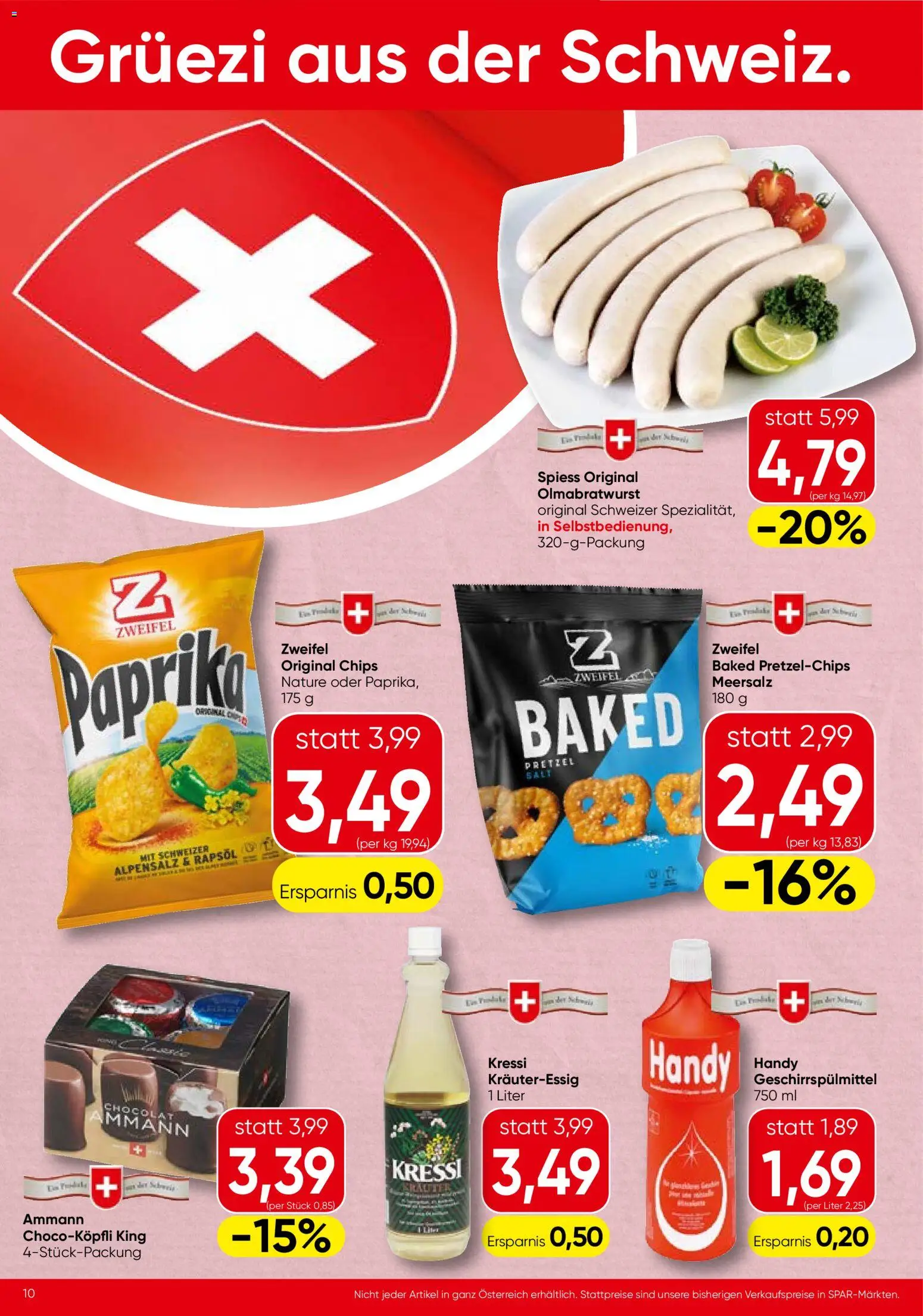 Spar Flugblatt - Vorarlberg gültig ab 09.04.2026 | Seite: 10 | Produkte: Geschirrspülmittel, Chips