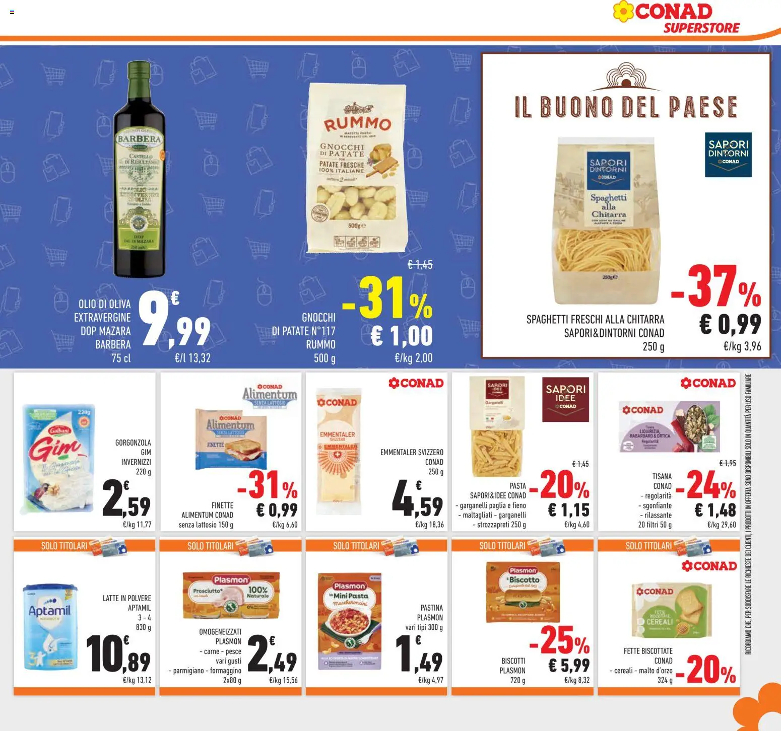 Volantino Conad del 08.04.2026 | Pagina: 33 | Prodotti: Pesce, Biscotti, Fette biscottate, Olio di Oliva