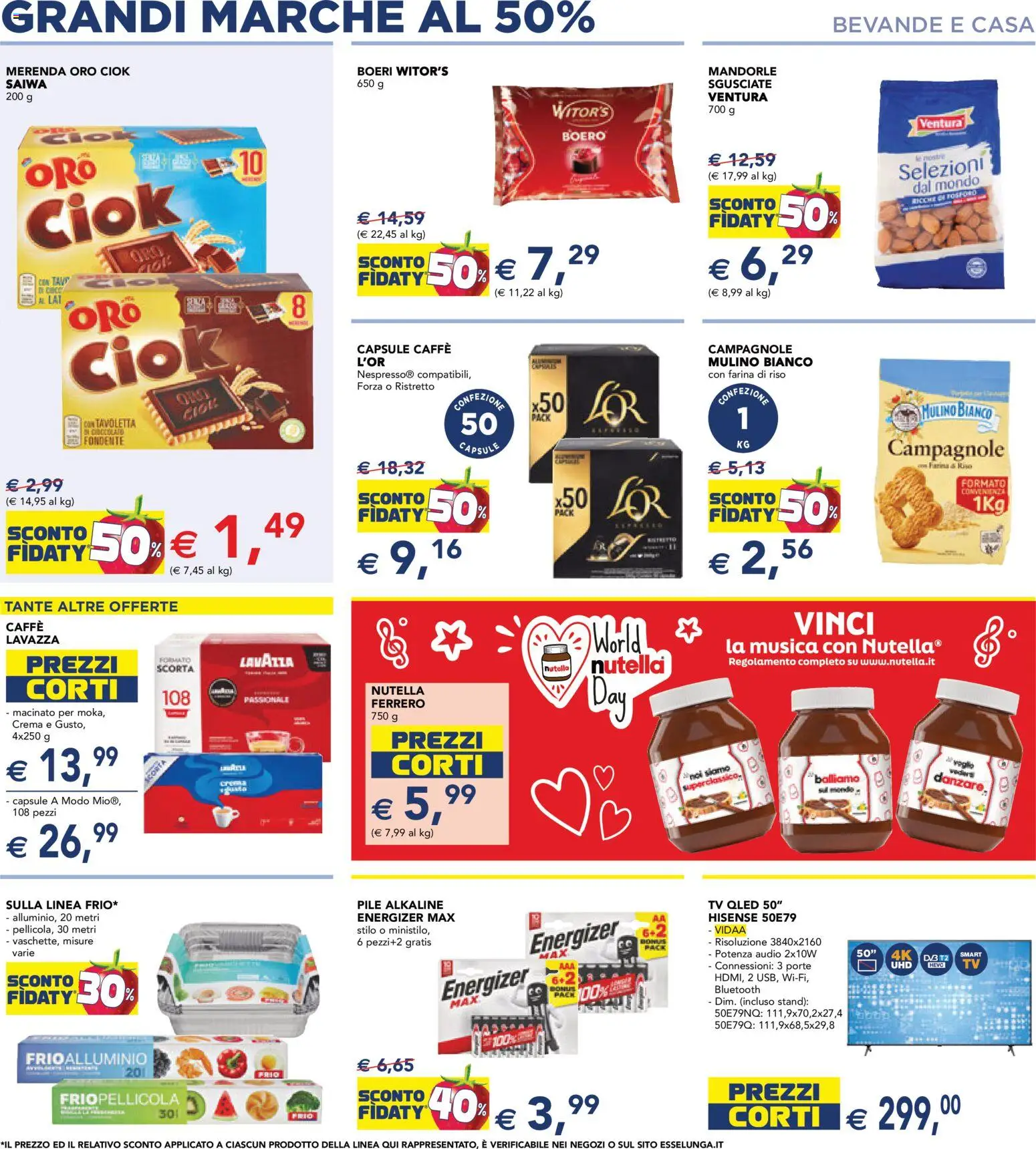 Volantino Esselunga S del 29.01.2026 | Pagina: 8 | Prodotti: Farina, Nutella, Audio, Lavazza