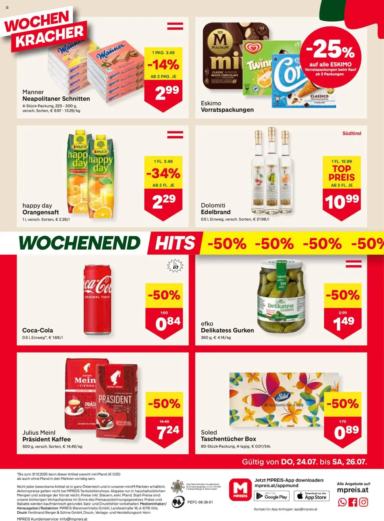 MPREIS Absam gültig ab 24.07.2025 | Seite: 12 | Produkte: Gurken, Box, Kaffee