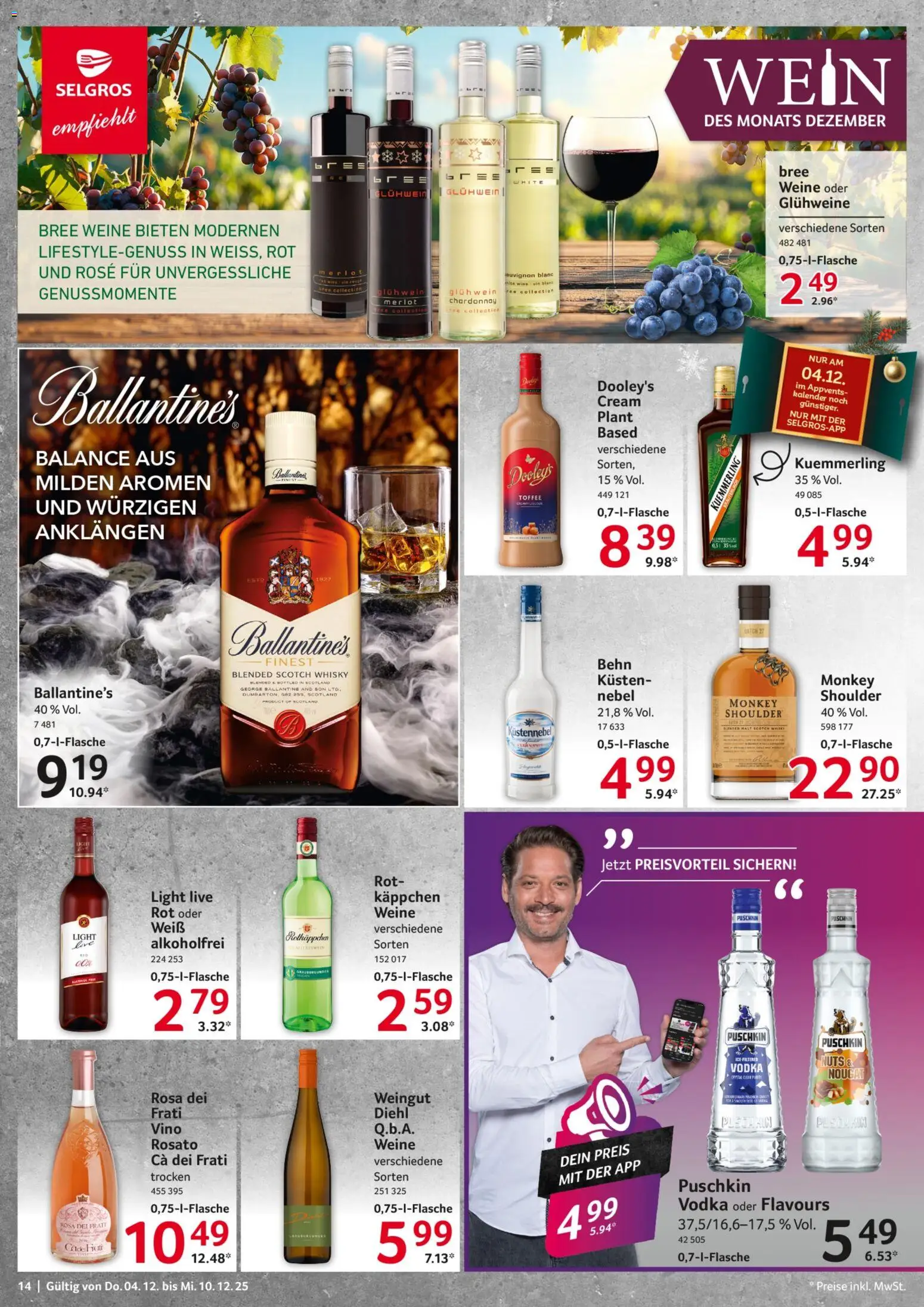 Selgros Prospekt 	 – gültig ab 04.12.2025 | Seite: 14 | Produkte: Bree, Kuemmerling, Rotkäppchen, Tee